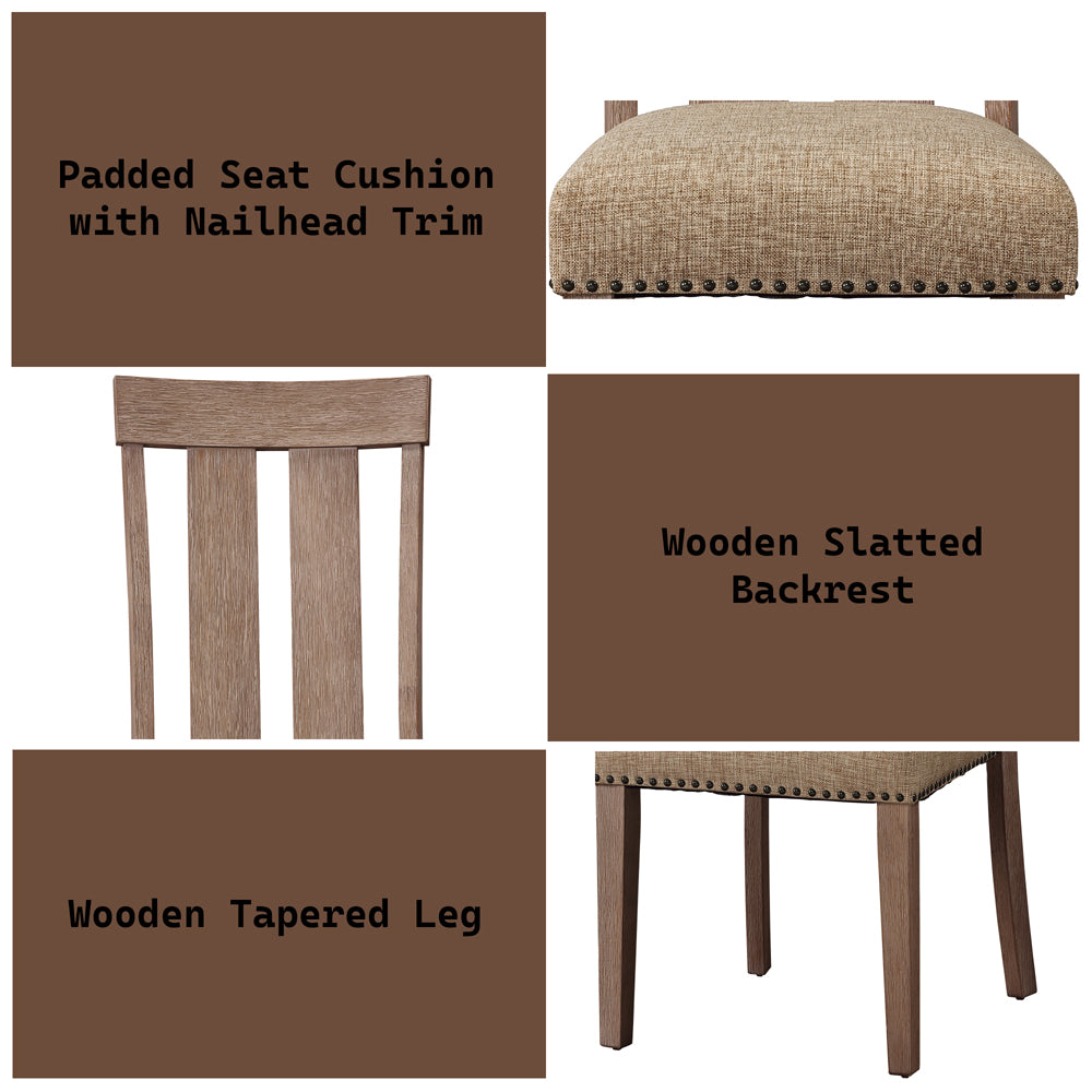 Nathaniel Fabric & Maple Side Chair , Slatted Back - Ornate Home