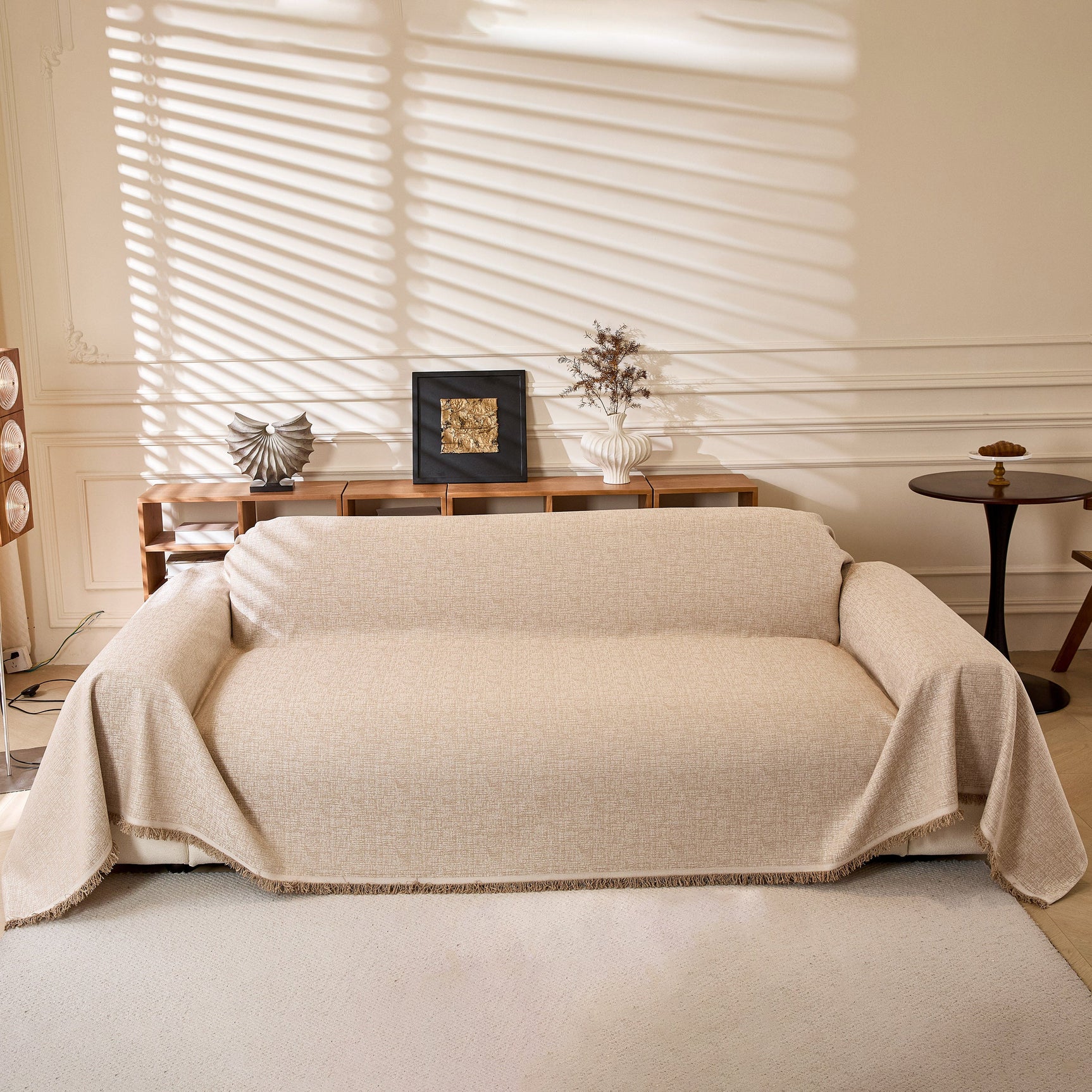 Natural Textured Linen Couch Cover, Breathable & Hypoallergenic Furniture Protector - Ornate Home