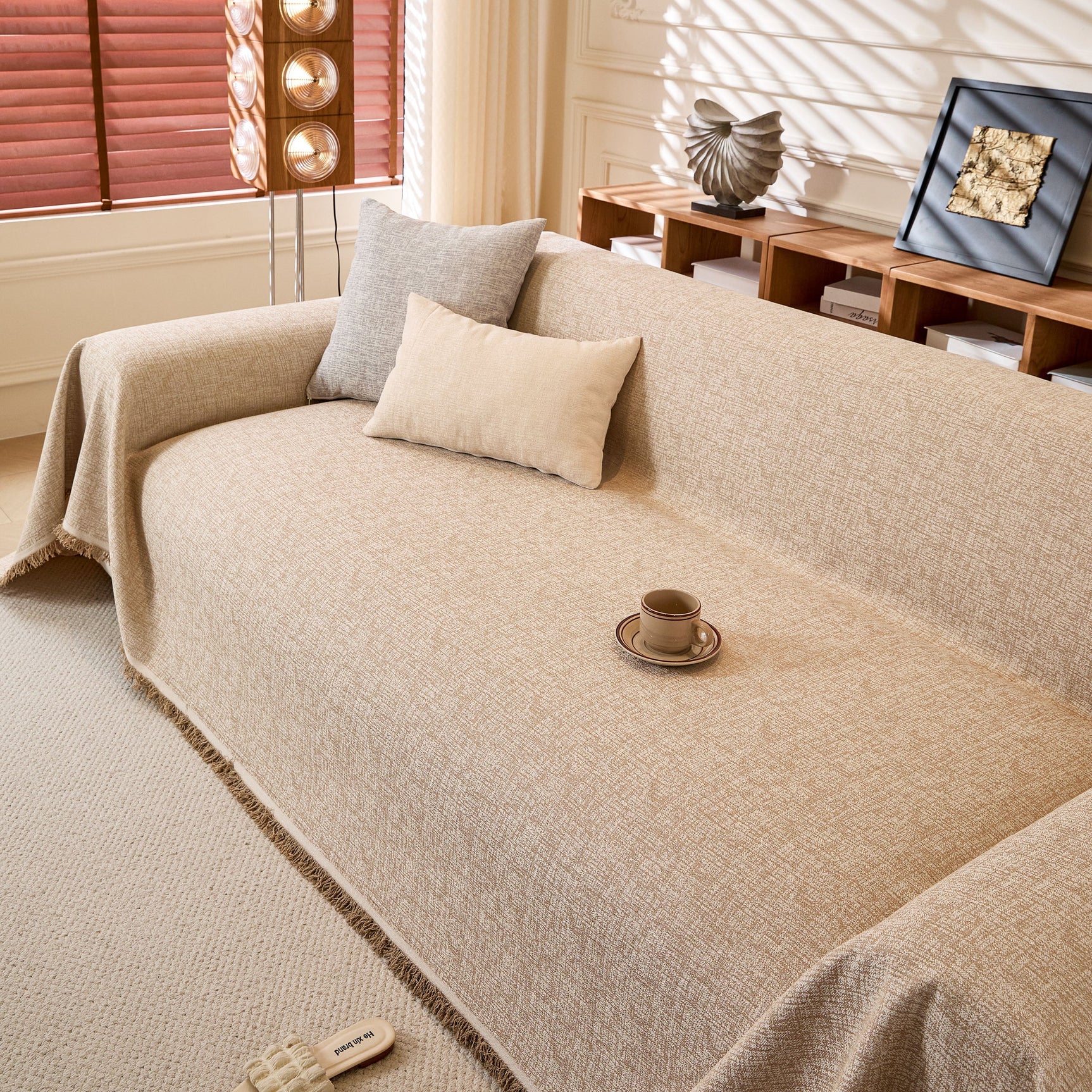 Natural Textured Linen Couch Cover, Breathable & Hypoallergenic Furniture Protector - Ornate Home
