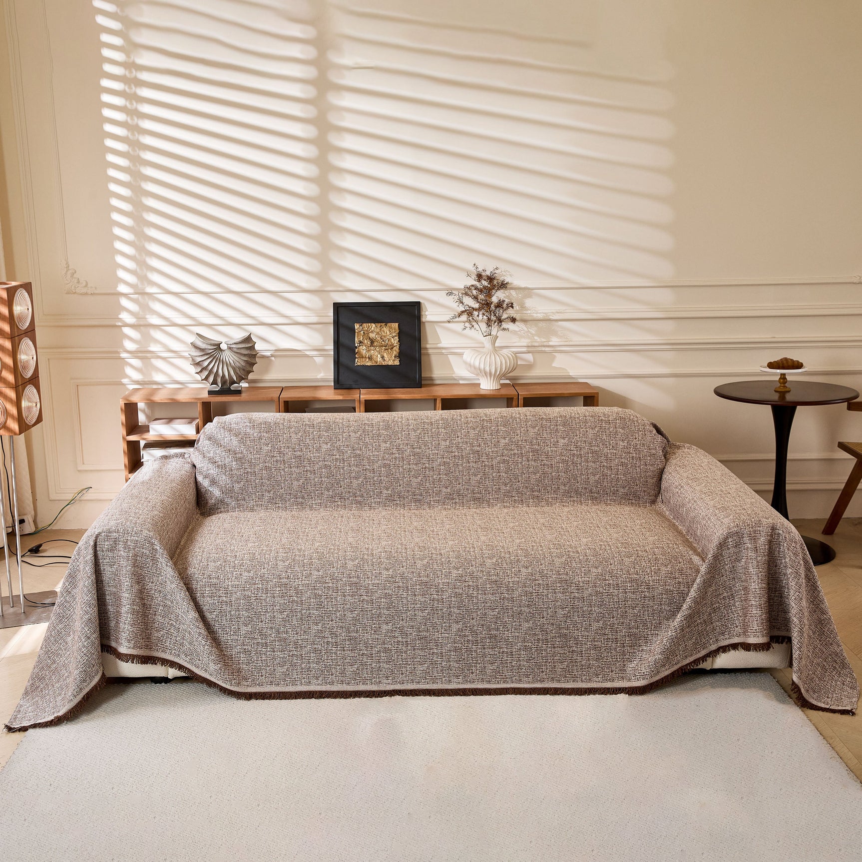 Natural Textured Linen Couch Cover, Breathable & Hypoallergenic Furniture Protector - Ornate Home