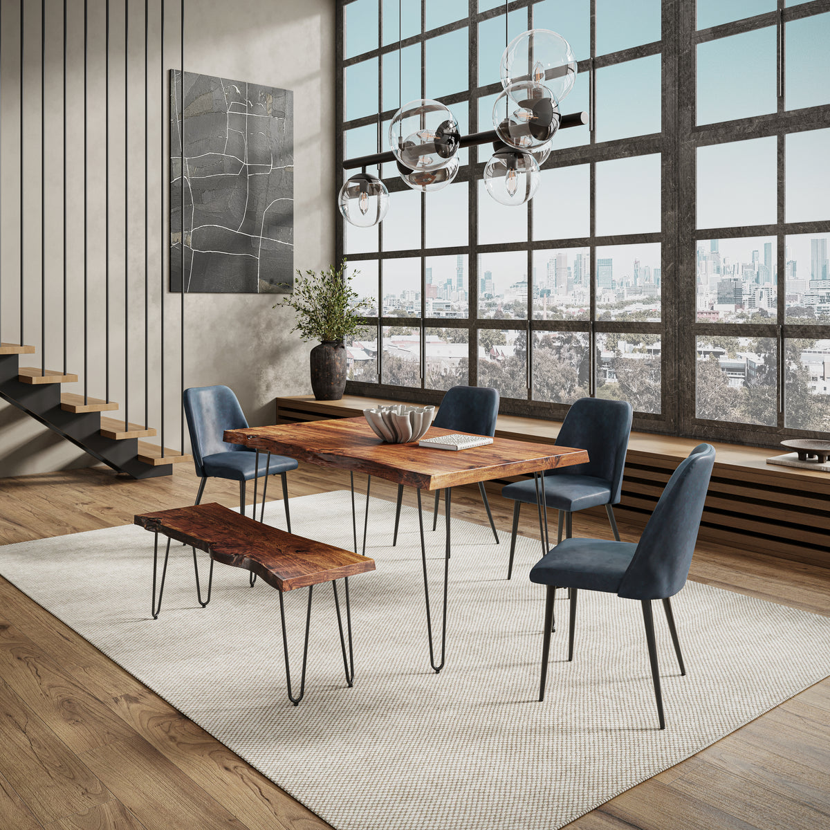 Nature's Edge Light Chestnut/Blueberry 60 Dining Table w/ 4 Maddox Chairs - Ornate Home
