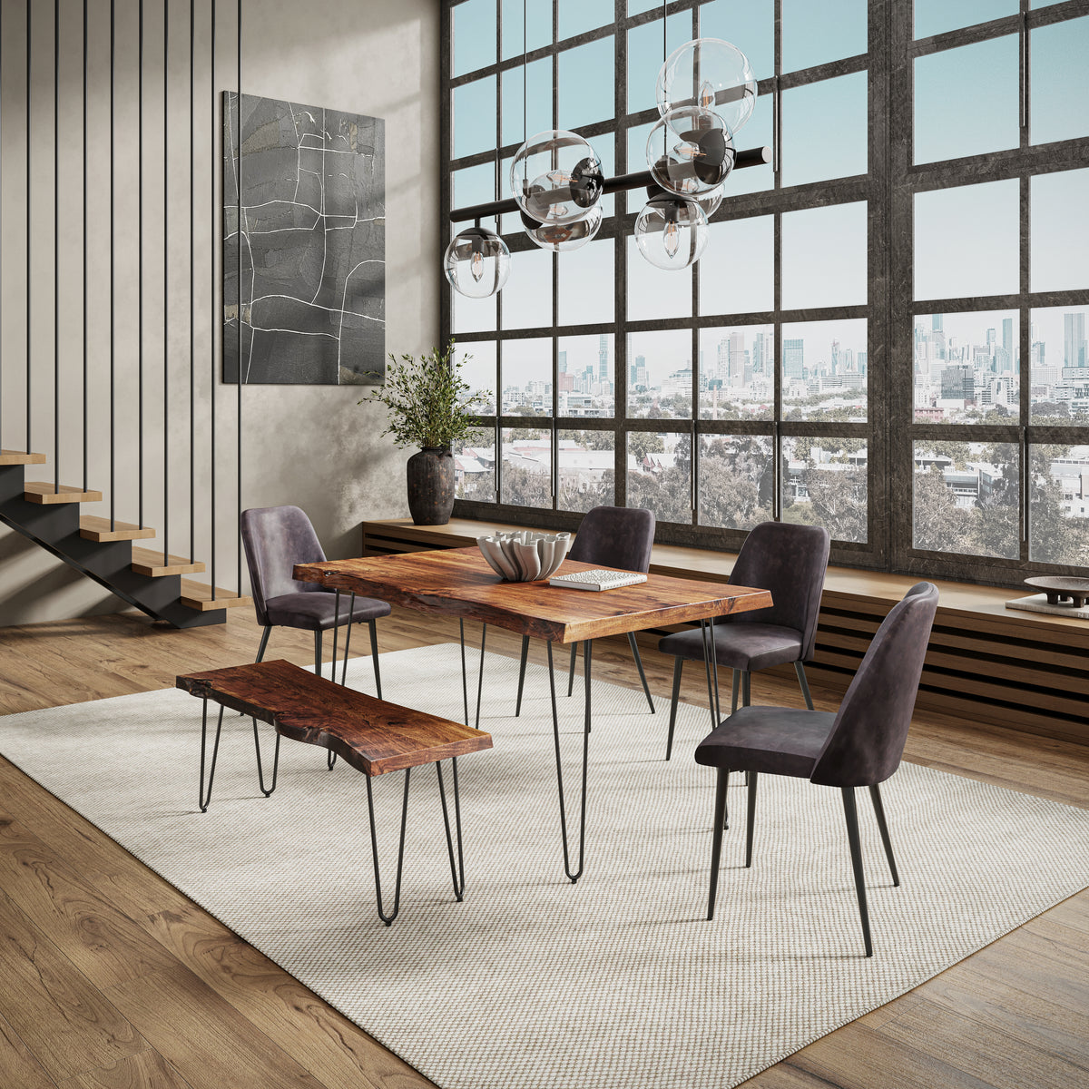 Nature's Edge Light Chestnut/Dark Brown 60 Dining Table w/ 4 Maddox Chairs - Ornate Home