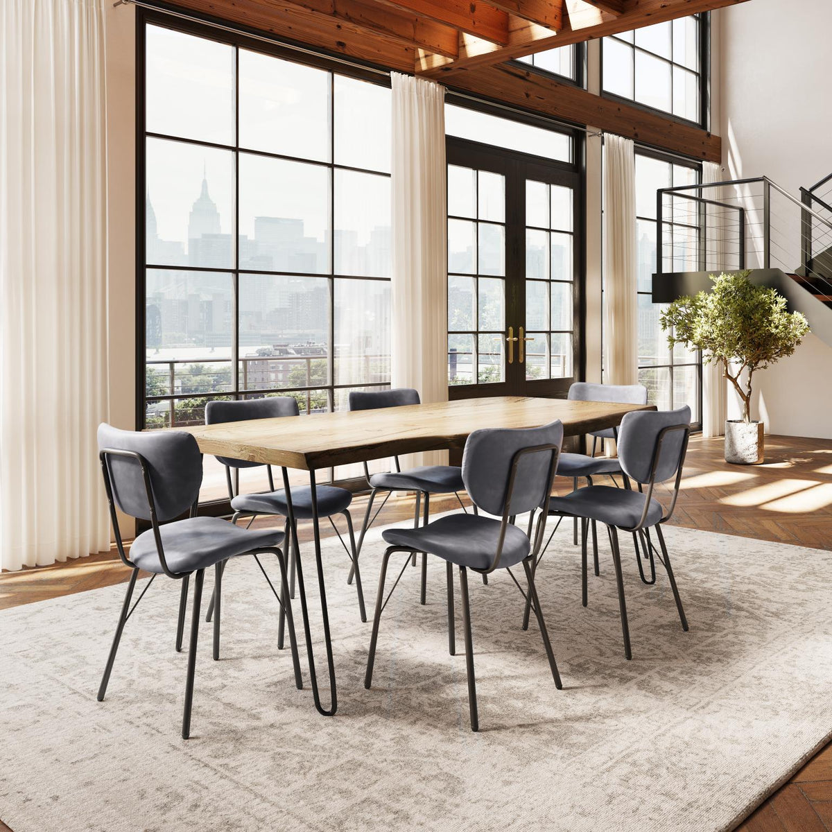 Nature's Edge Natural/Grey 79 Dining Table w/ 4 Owen Chairs - Ornate Home
