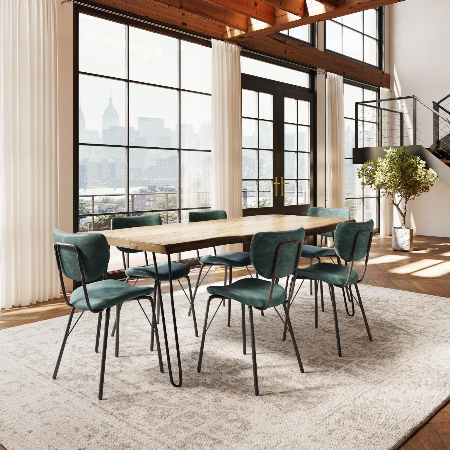 Nature's Edge Natural/Jade 79 Dining Table w/ 4 Owen Chairs - Ornate Home