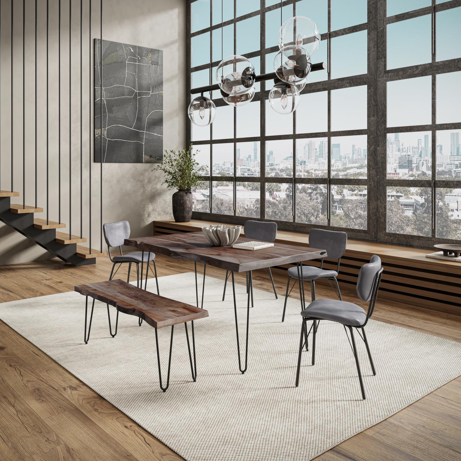 Nature's Edge Slate/Grey 60 Dining Table w/ 4 Owen Chairs - Ornate Home