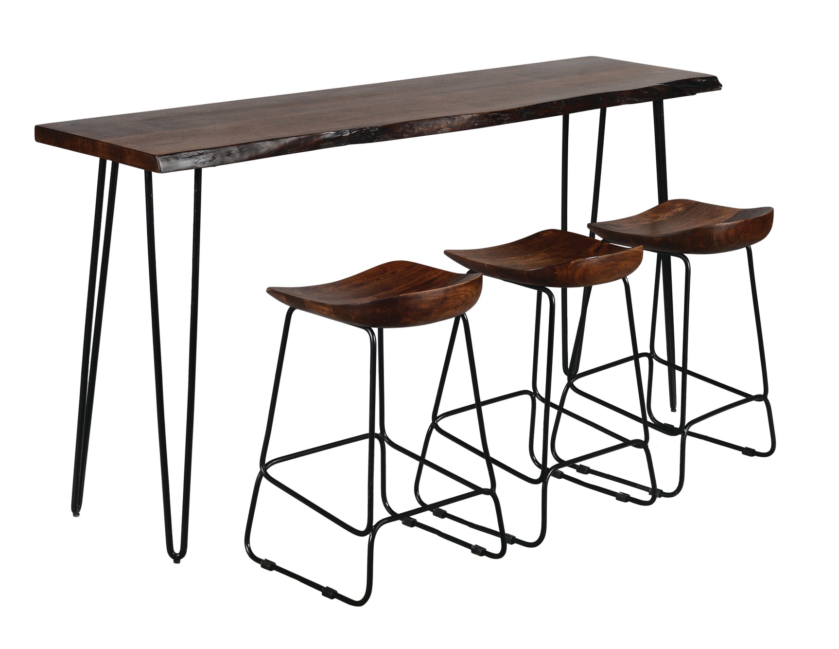 Nature's Edge Slate Sofa Counter Dining Table w/ 3 Backless Stools - Ornate Home