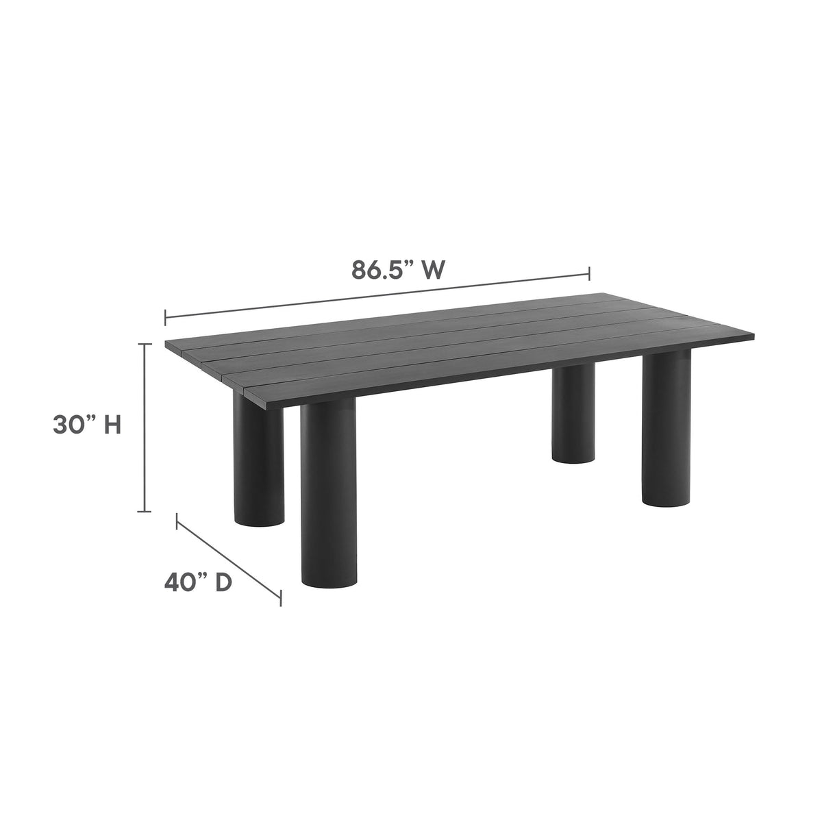 Nautica Graphite Outdoor Patio 87" Rectangular Aluminum Dining Table - Ornate Home