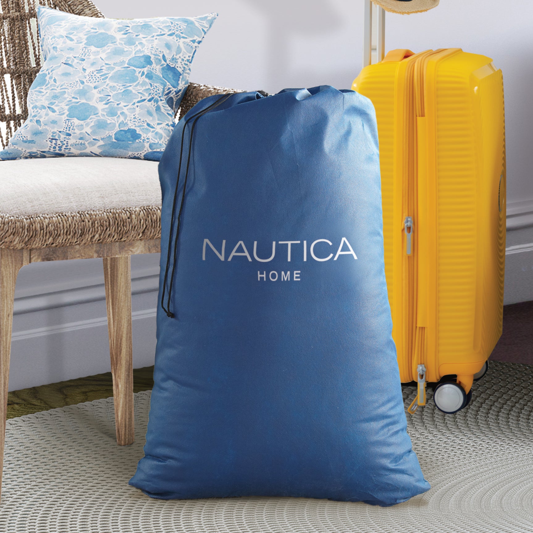 Nautica Home Plushaire Gray/Blue 17" Air Mattress with Inset Pump - Ornate Home