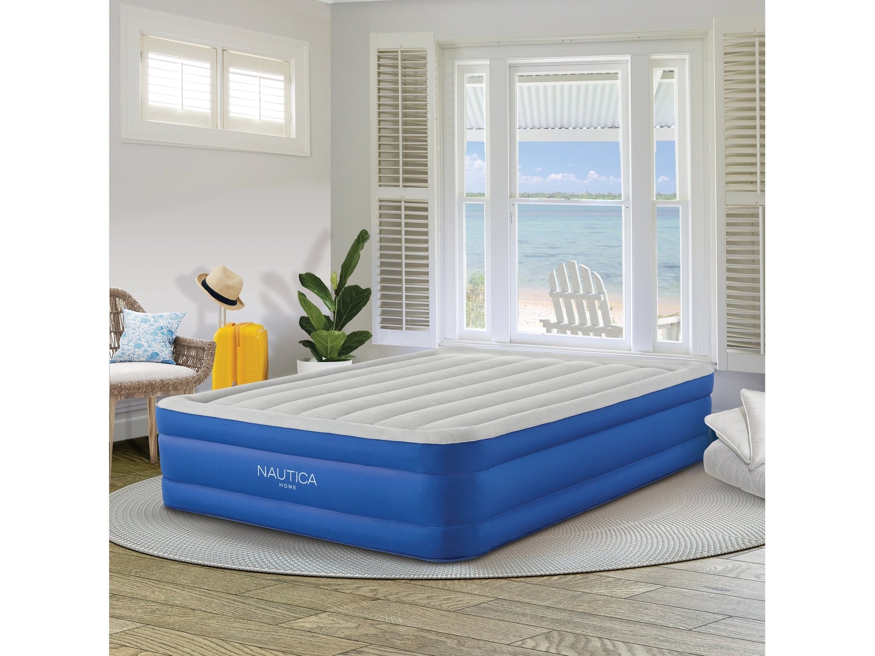 Nautica Home Plushaire Gray/Blue 17" Air Mattress with Inset Pump - Ornate Home