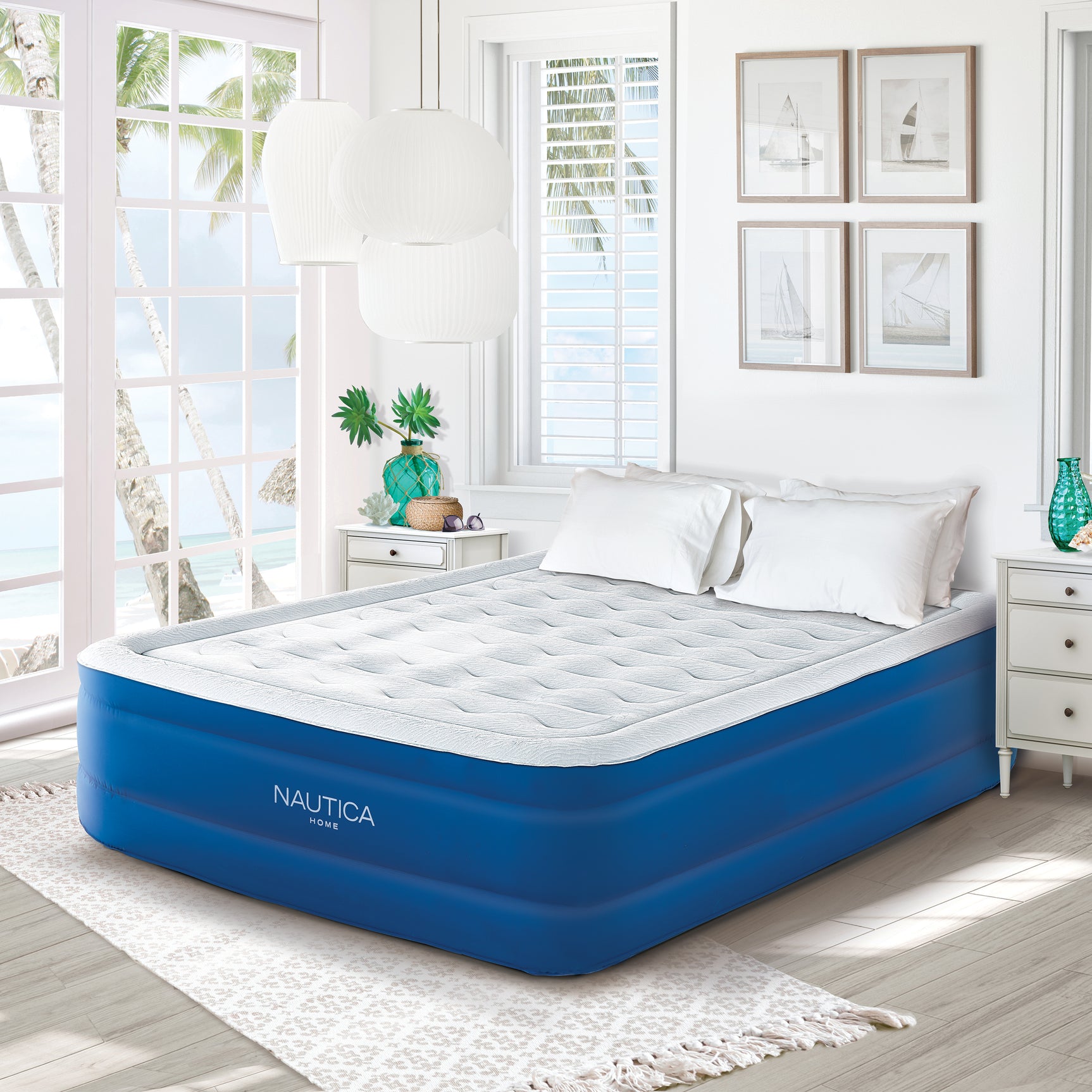 Nautica Home Support Aire Air Blue/Gray Mattress with Inset Pump - Ornate Home