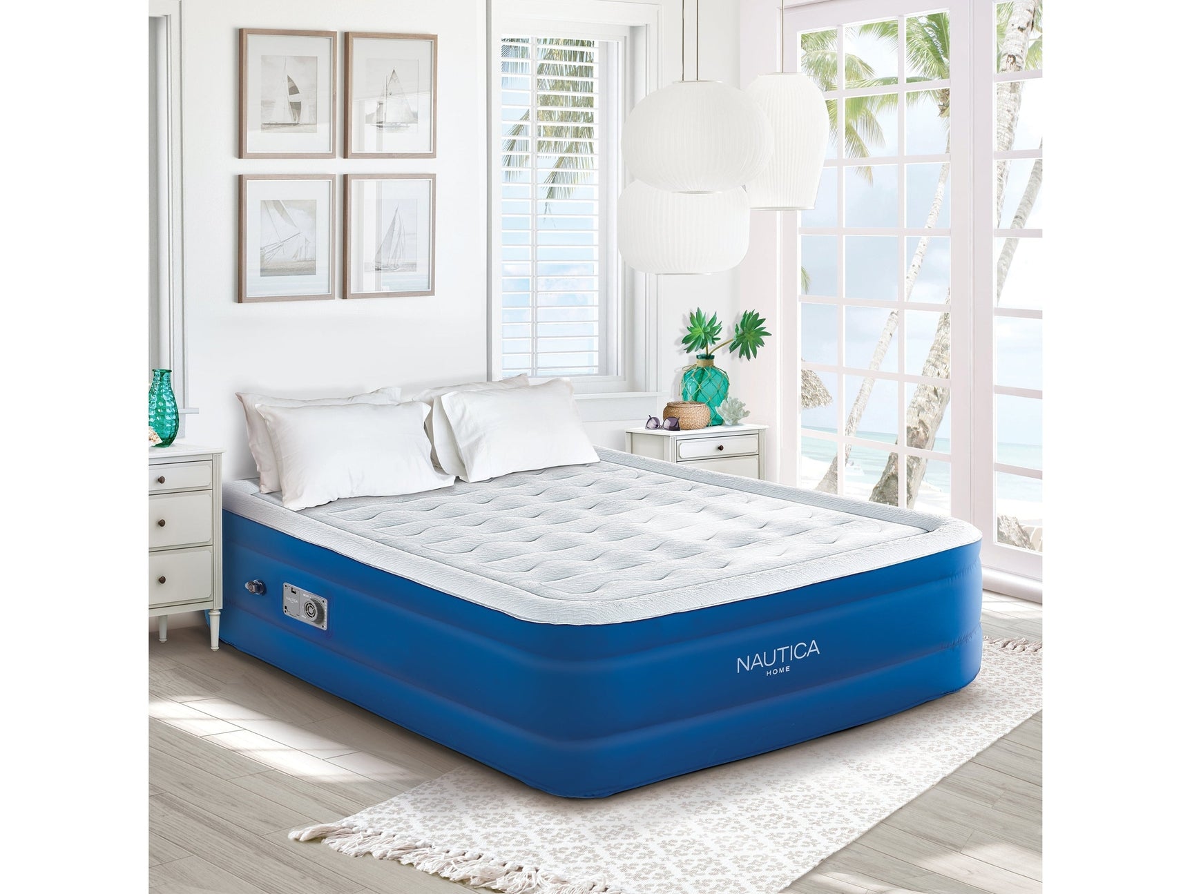 Nautica Home Support Aire Air Blue/Gray Mattress with Inset Pump - Ornate Home