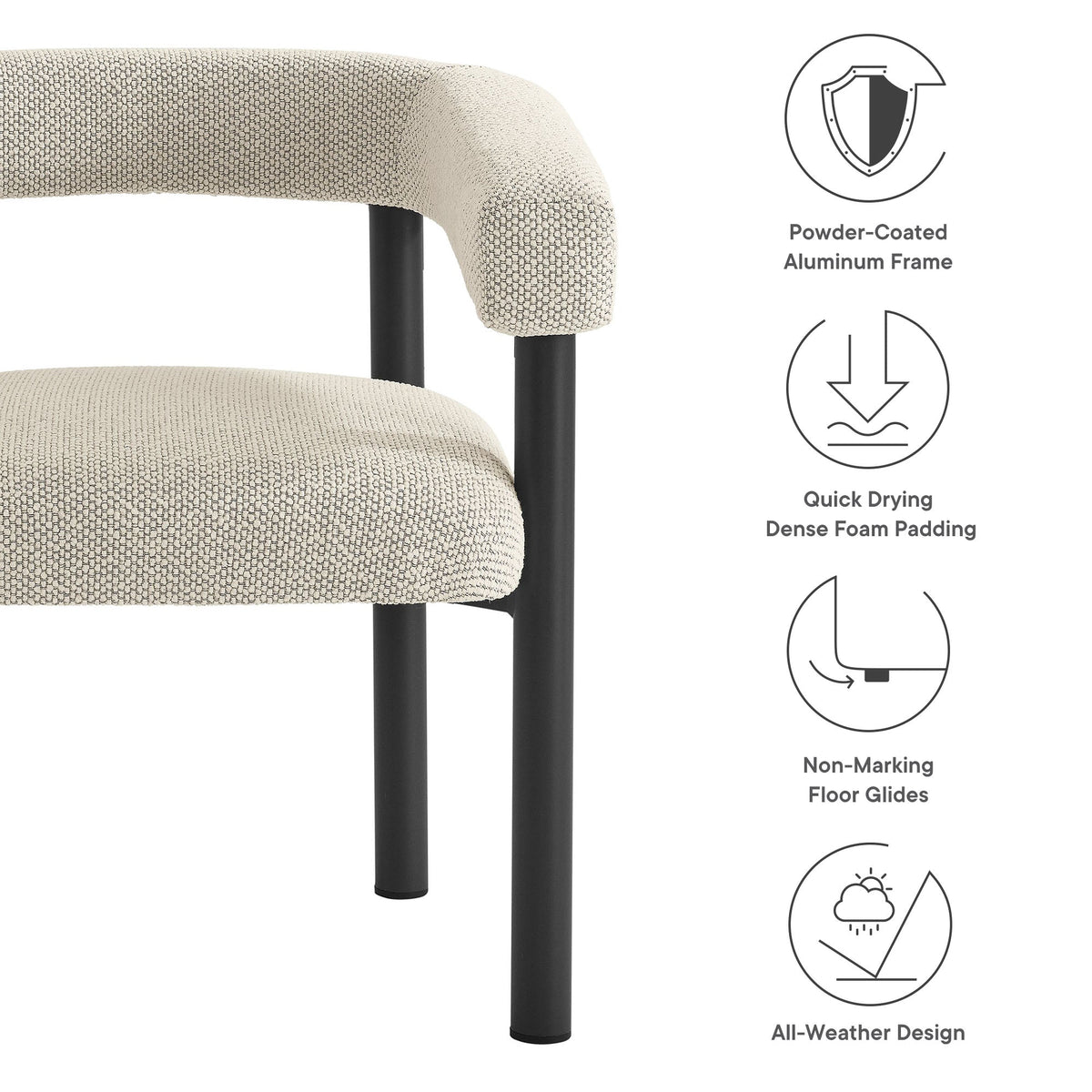 Nautica Ivory/Graphite Outdoor Patio Aluminum Dining Armchairs (Set of 2) - Ornate Home