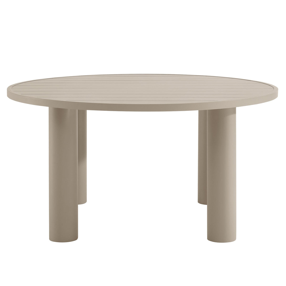 Nautica Taupe Outdoor Patio 60" Round Aluminum Dining Table - Ornate Home