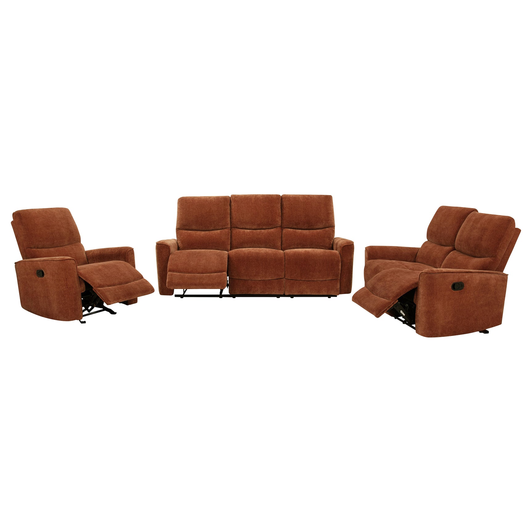 Navarro Burnt Orange 3-piece Upholstered Reclining Sofa Set - Ornate Home