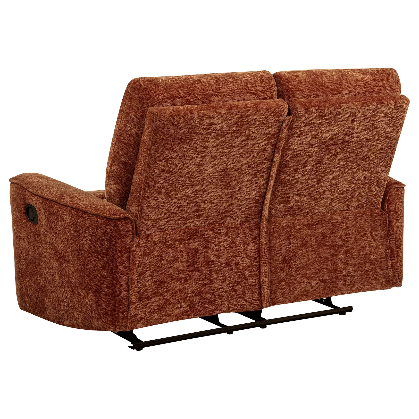 Navarro Burnt Orange Chenille Upholstered Reclining Loveseat - Ornate Home
