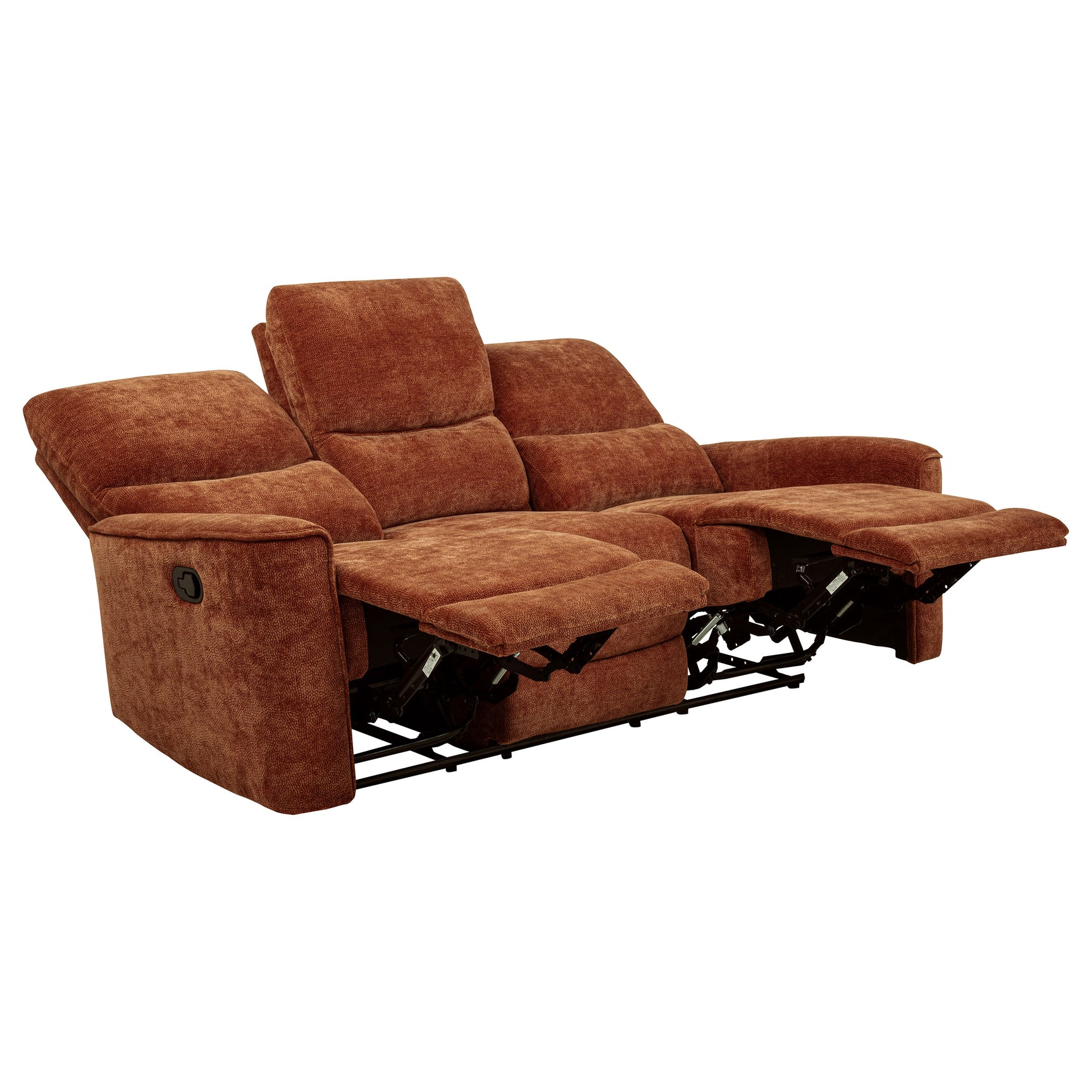 Navarro Burnt Orange Chenille Upholstered Reclining Sofa - Ornate Home