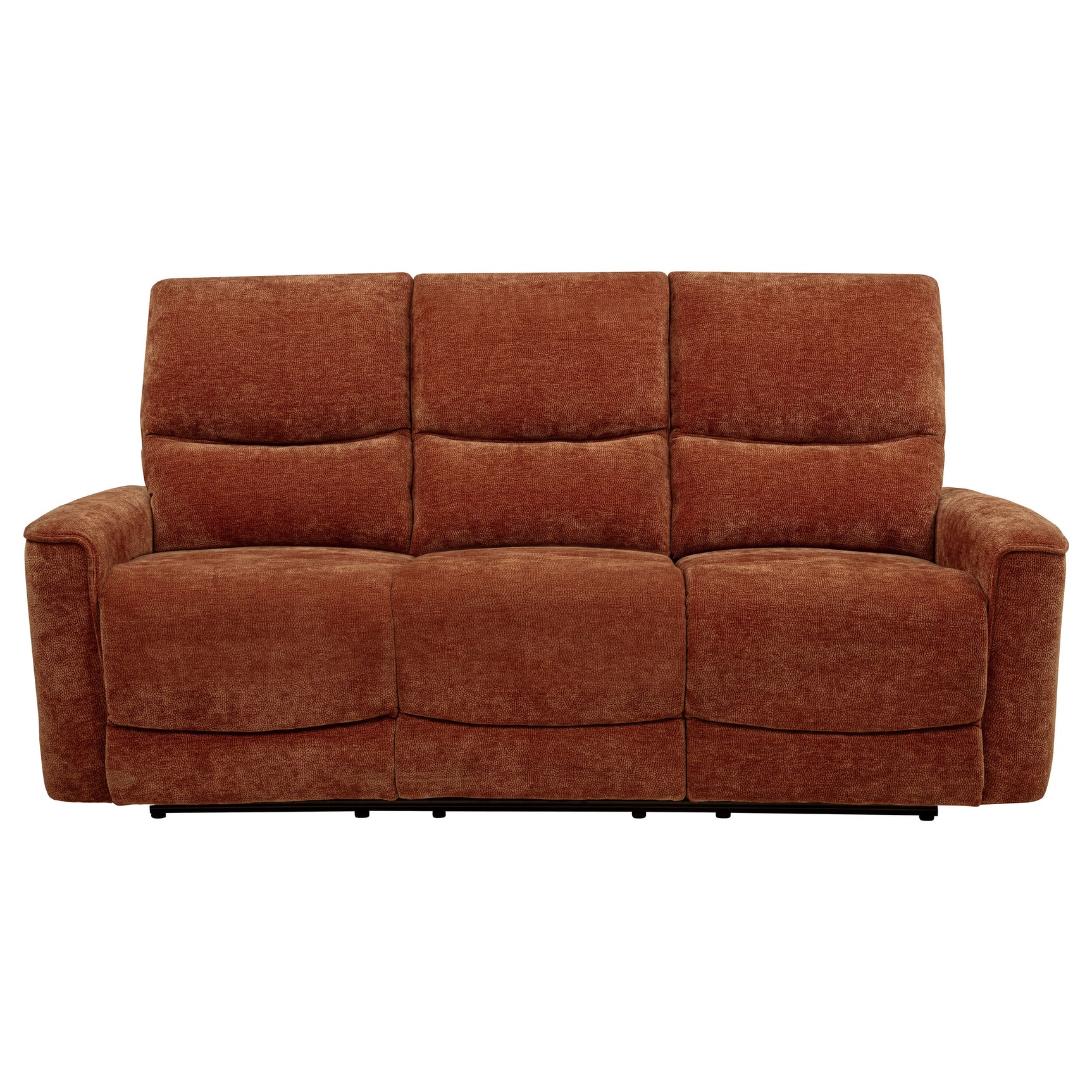 Navarro Burnt Orange Chenille Upholstered Reclining Sofa - Ornate Home