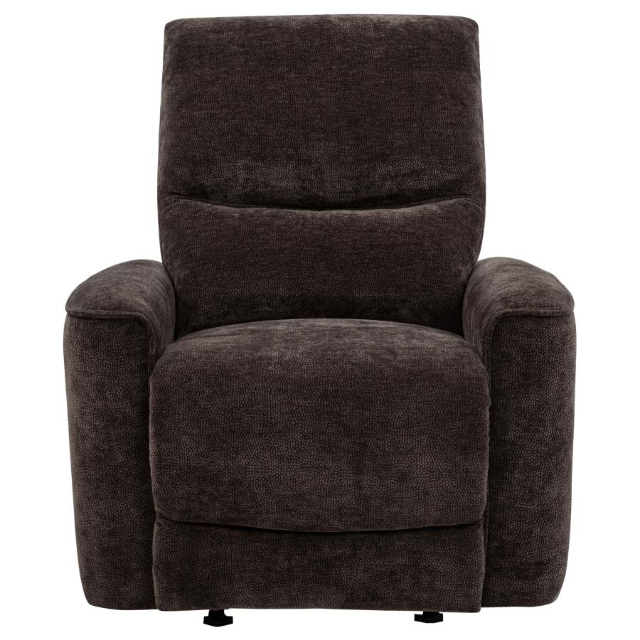 Navarro Dark Brown Chenille Upholstered Glider Recliner - Ornate Home