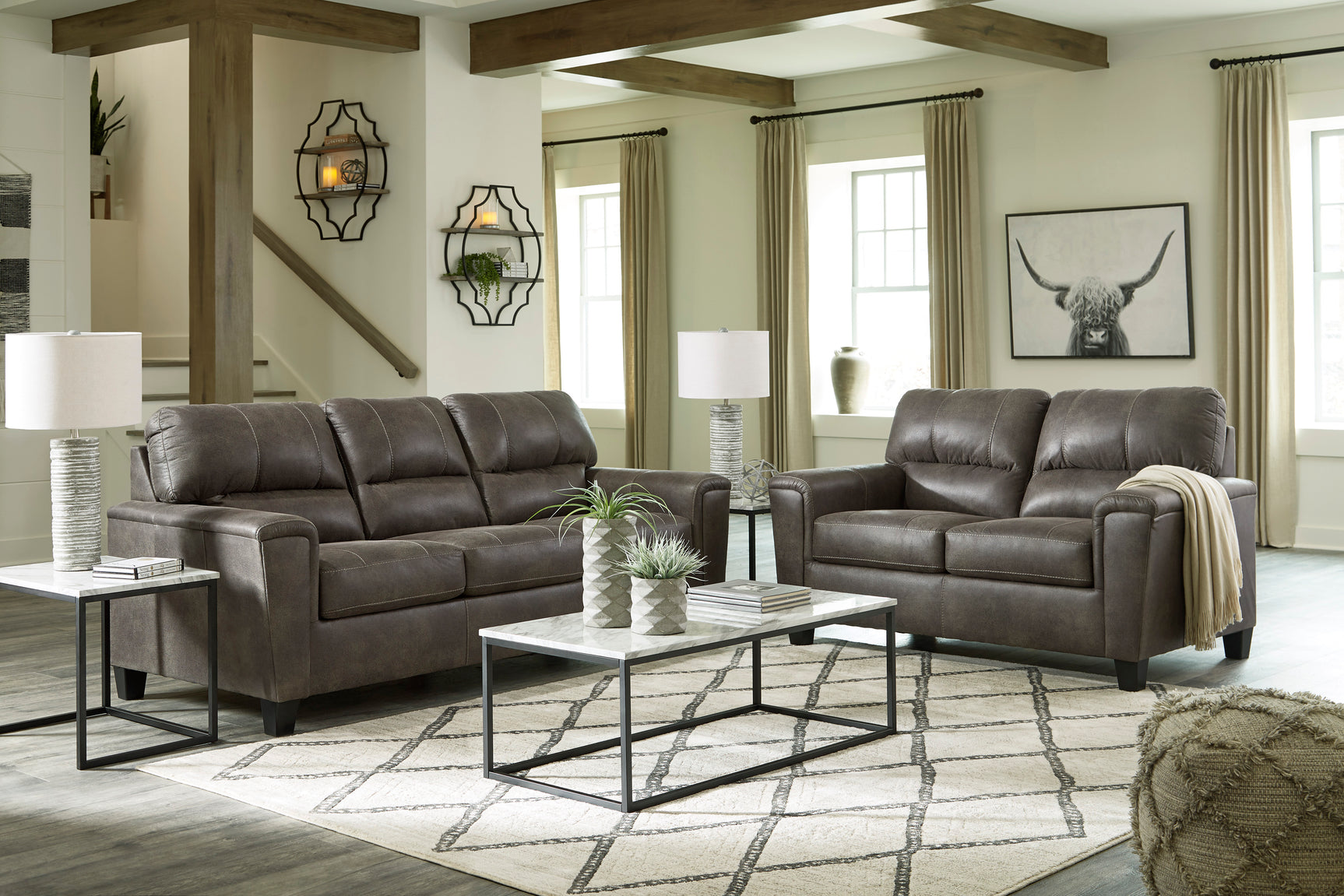 Navi Smoke Living Room Set / 2pc - Ornate Home