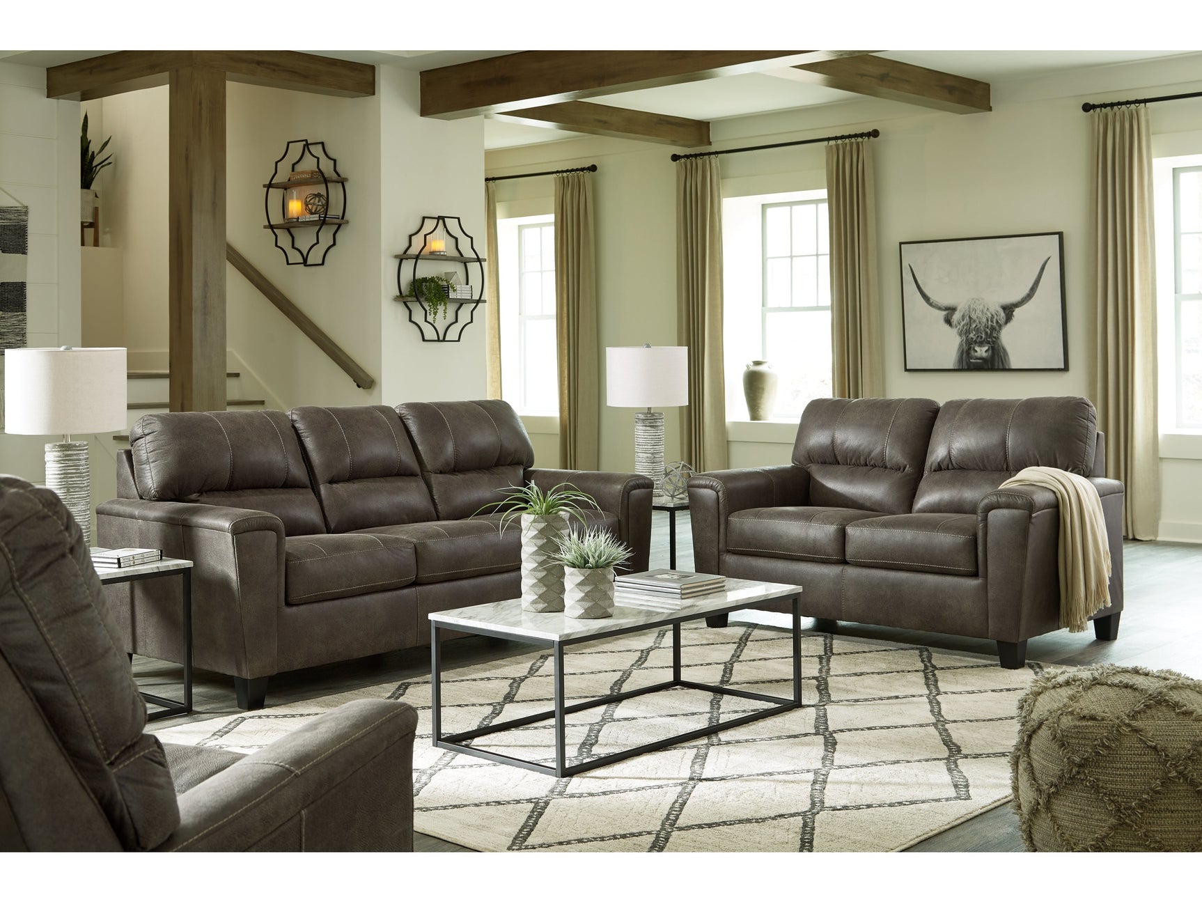 Navi Smoke Sofa, Loveseat and Recliner - Ornate Home