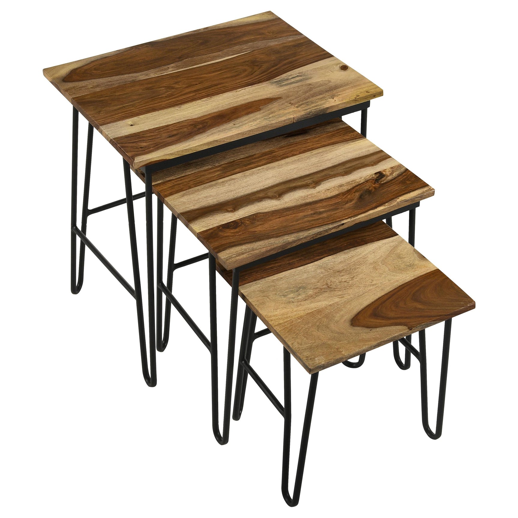 Nayeli Natural 3-piece Solid Sheesham Wood Nesting Tables - Ornate Home