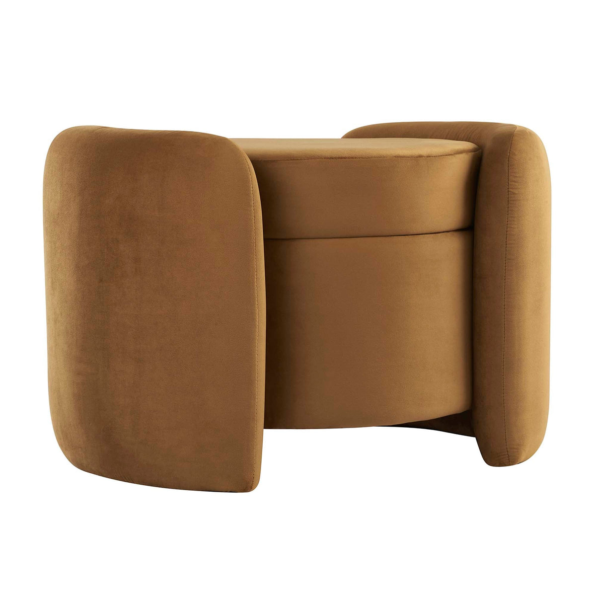 Nebula Cognac Upholstered Performance Velvet Ottoman - Ornate Home