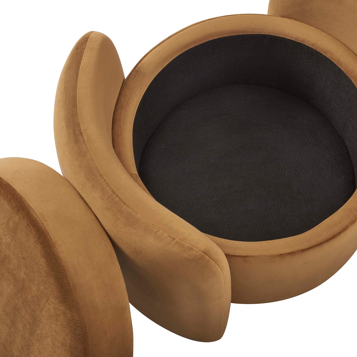 Nebula Cognac Upholstered Performance Velvet Ottoman - Ornate Home