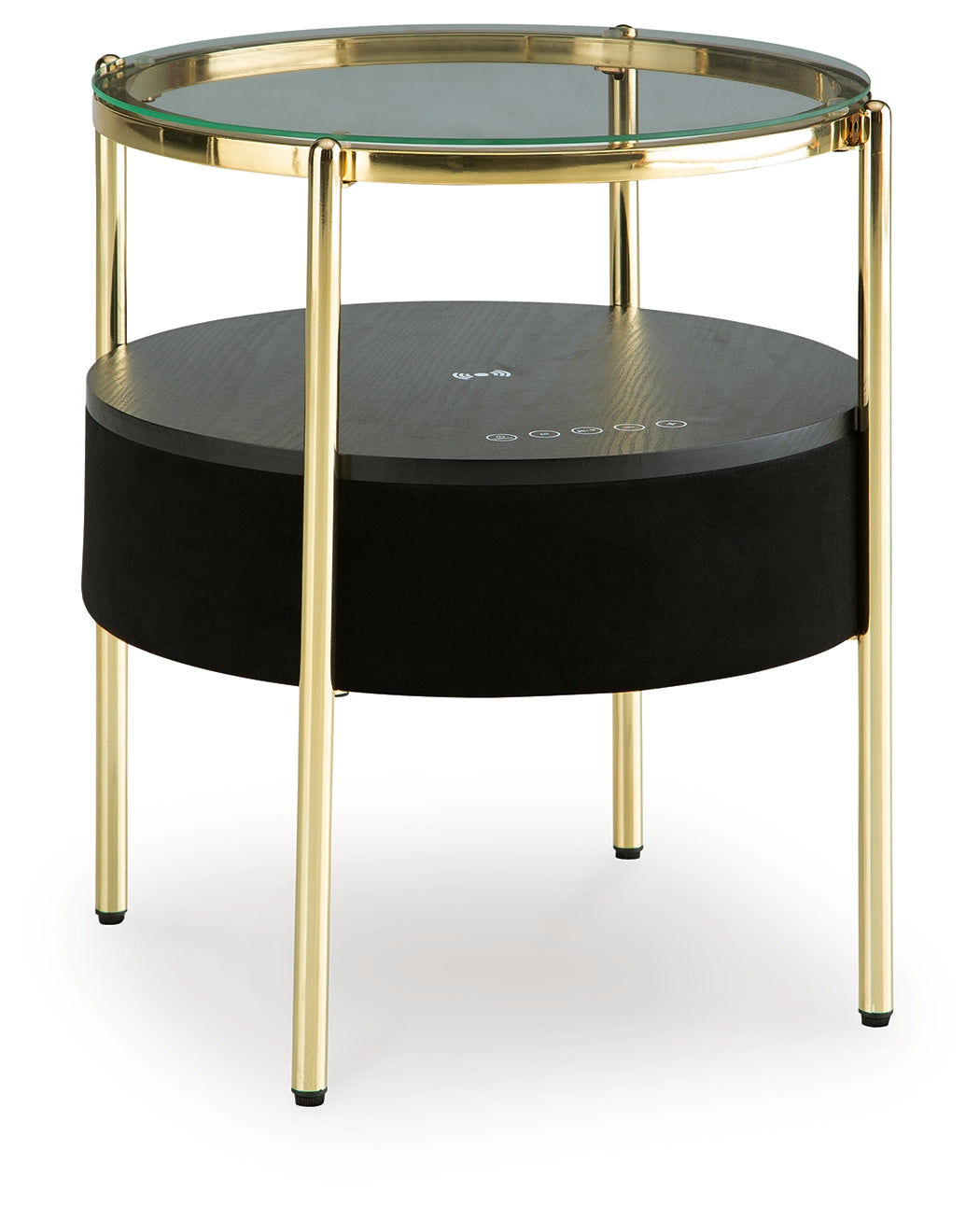Nedman Black & Gold Accent Table w/ Speaker - Ornate Home