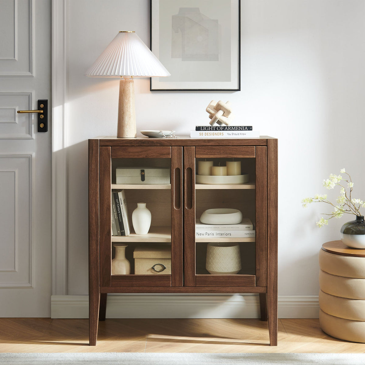 Nell Walnut 36" Accent Cabinet - Ornate Home