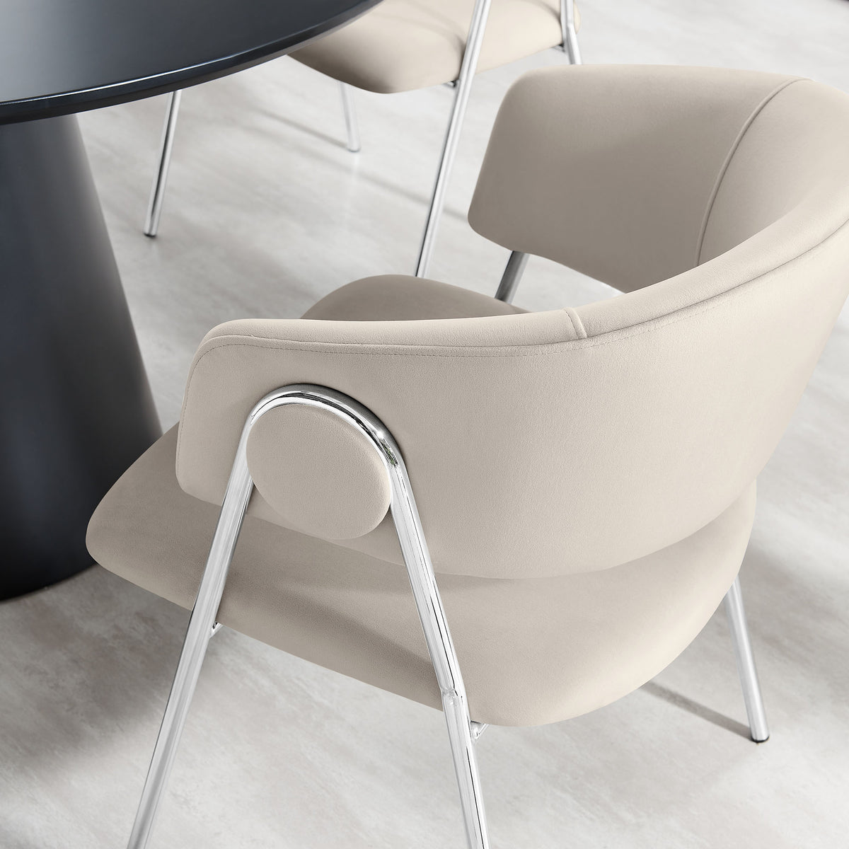 Nella Almond/Silver Upholstered Performance Velvet Dining Chair (Set of 2) - Ornate Home