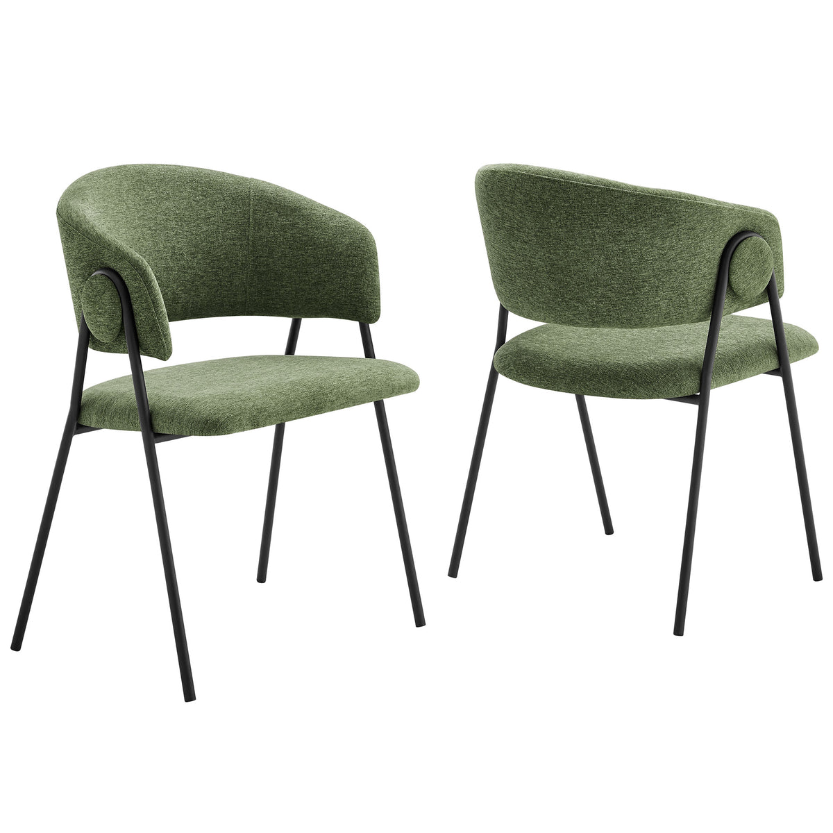 Nella Eucalyptus/Black Upholstered Heathered Chenille Dining Chairs (Set of 2) - Ornate Home