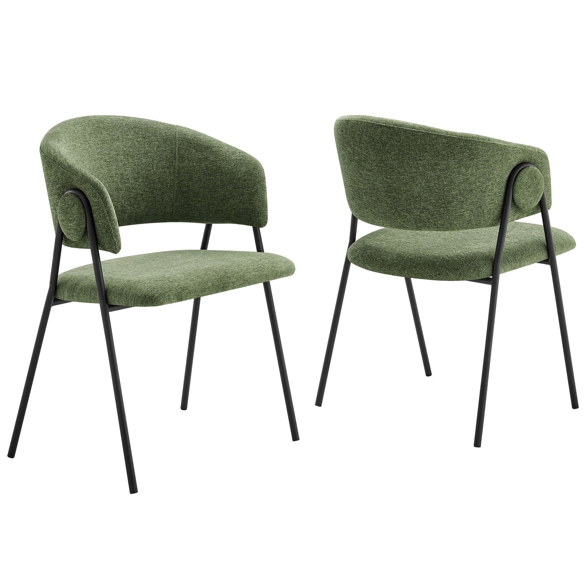 Nella Eucalyptus/Black Upholstered Heathered Chenille Dining Chairs (Set of 2) - Ornate Home