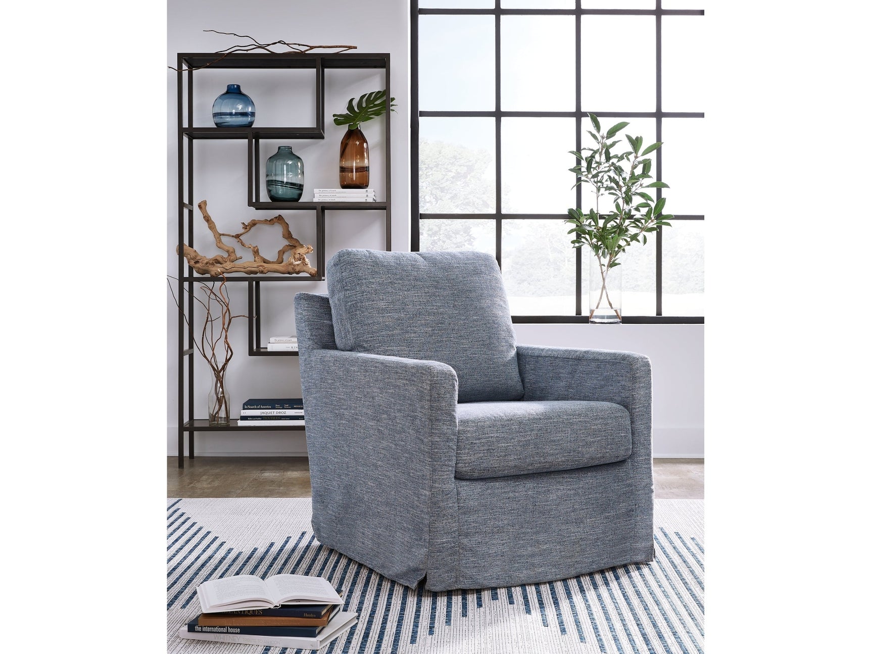 Nenana Next-Gen Nuvella Denim Swivel Glider Accent Chair - Ornate Home