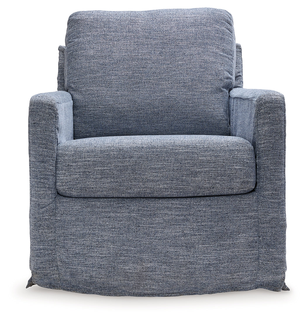 Nenana Next-Gen Nuvella Denim Swivel Glider Accent Chair - Ornate Home