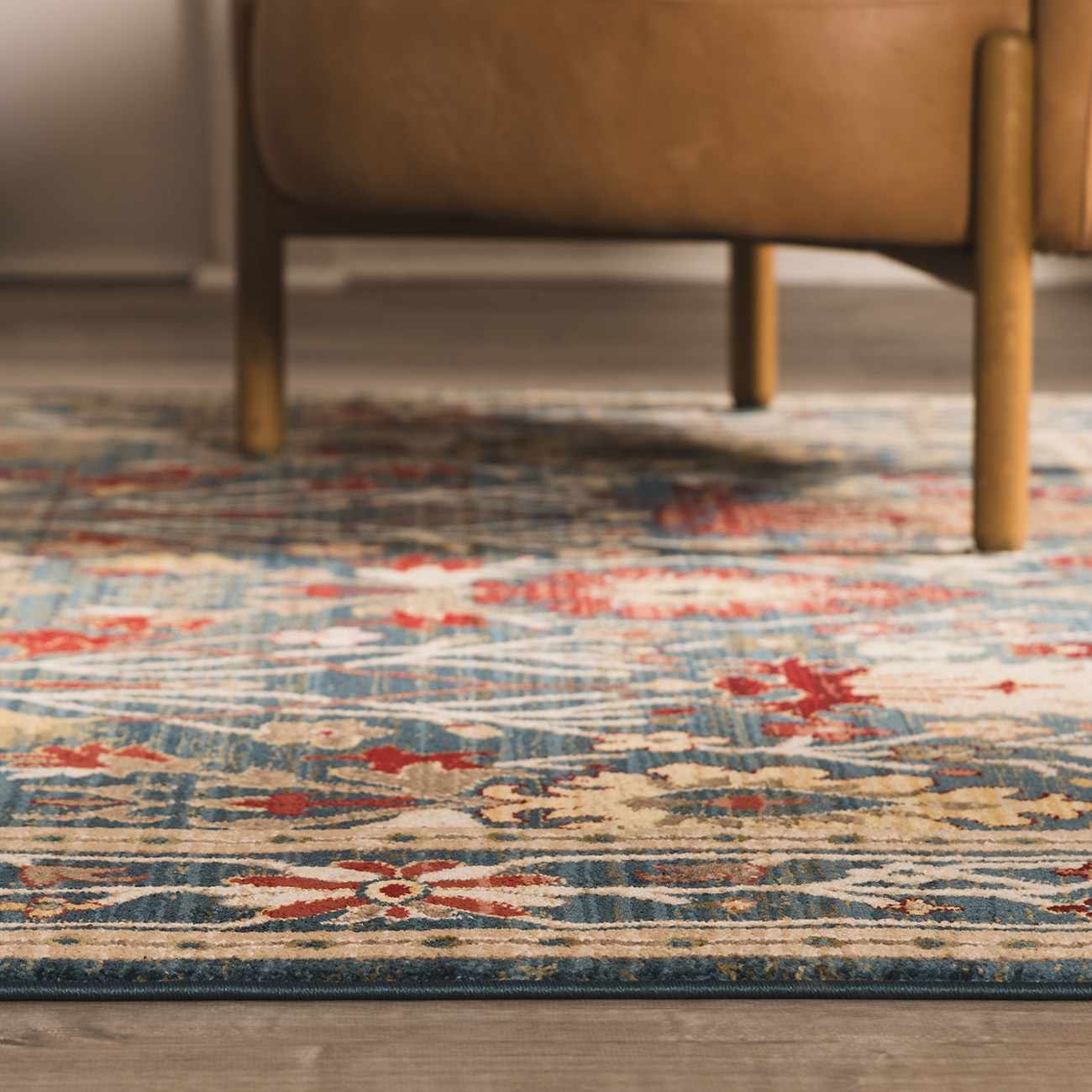 Neola Navy Blue Damask Area Rug - Ornate Home