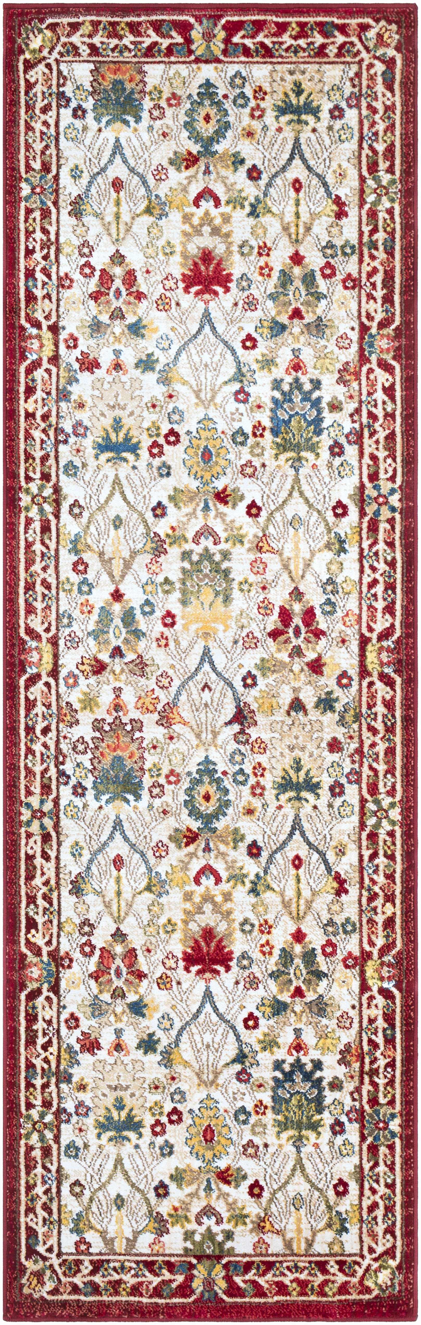 Neola White/Red Damask Area Rug - Ornate Home