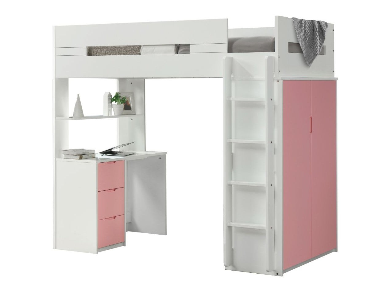 Nerice White & Pink Loft Bed - Ornate Home