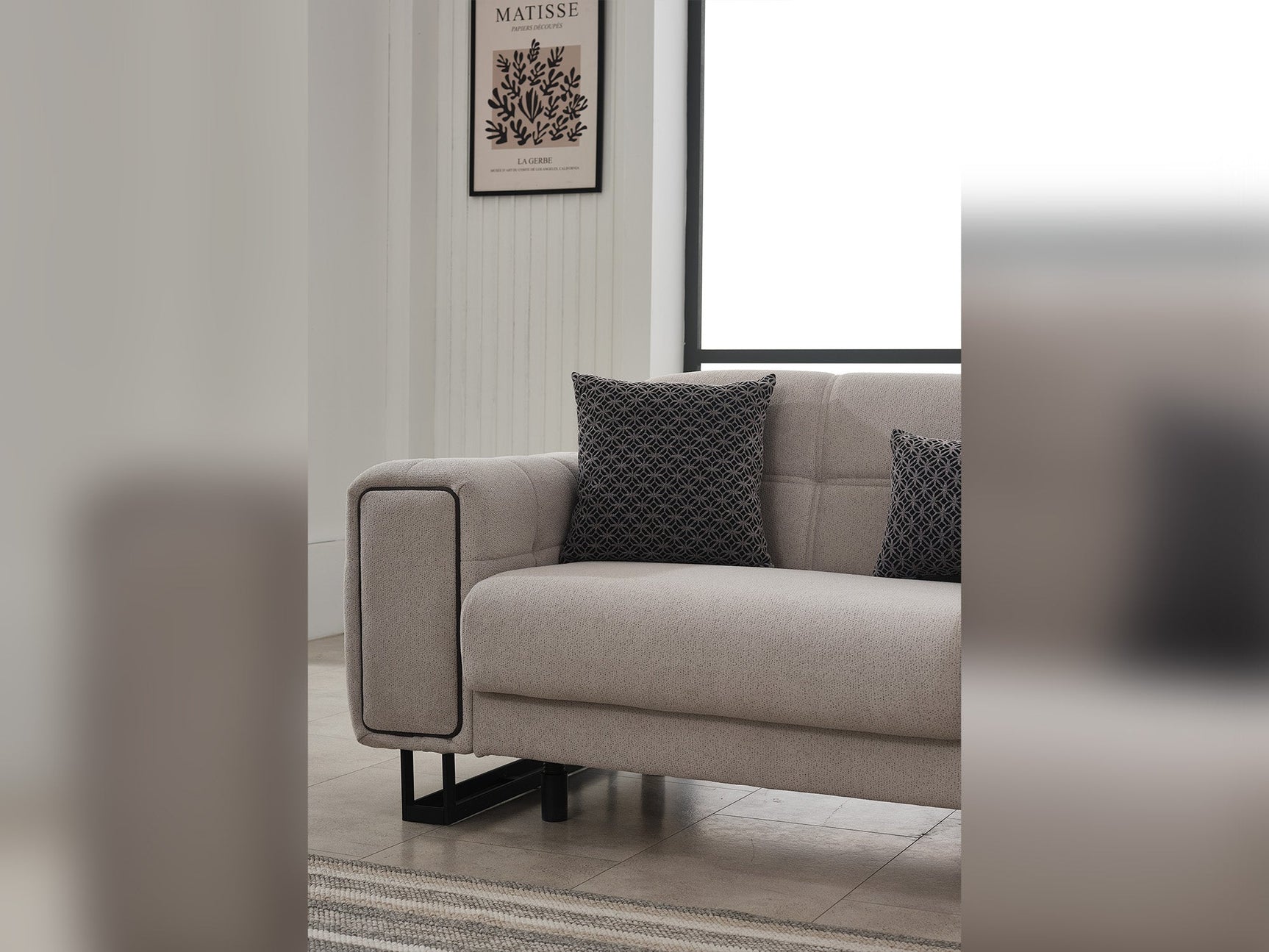 Nero Light Grey Convertible Loveseat