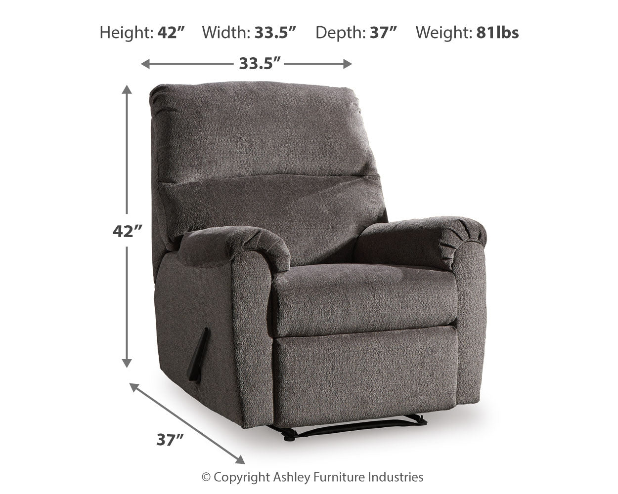 Nerviano Gray Manual Recliner (Online Special Price) - Ornate Home