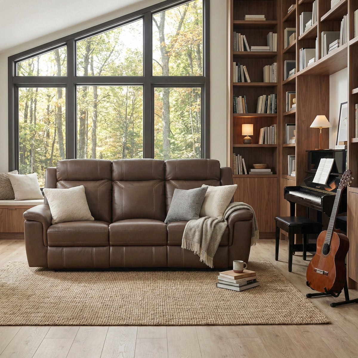 Nest Brown Double Reclining Sofa - Ornate Home