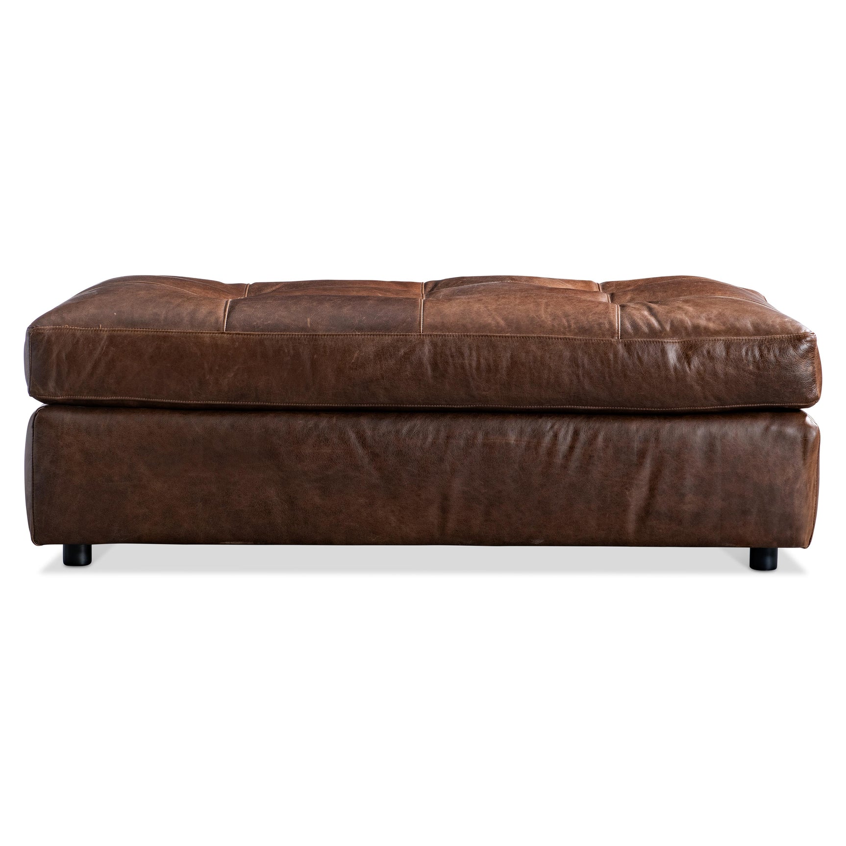 Nest Brown Leather Ottoman - Ornate Home