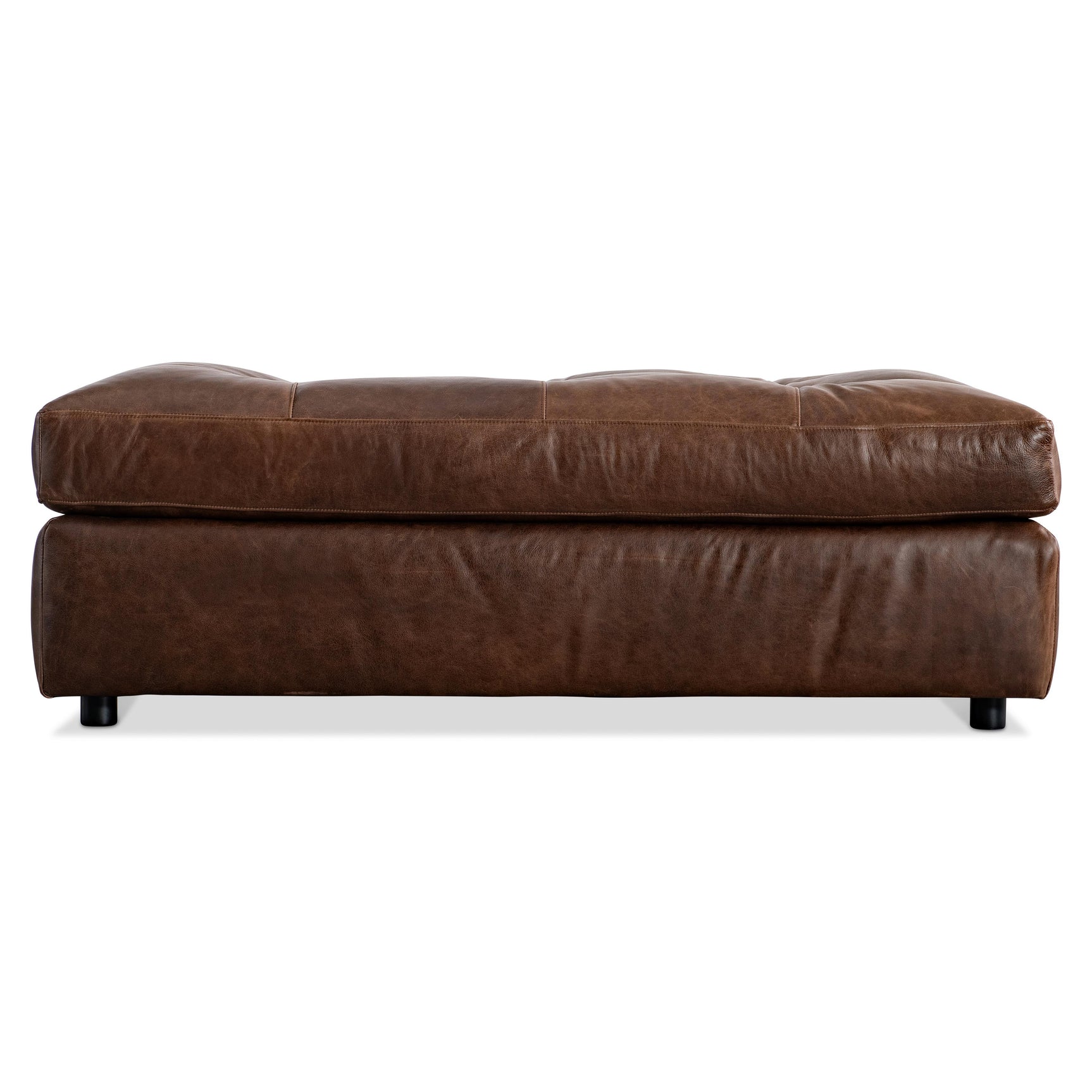 Nest Brown Leather Ottoman - Ornate Home