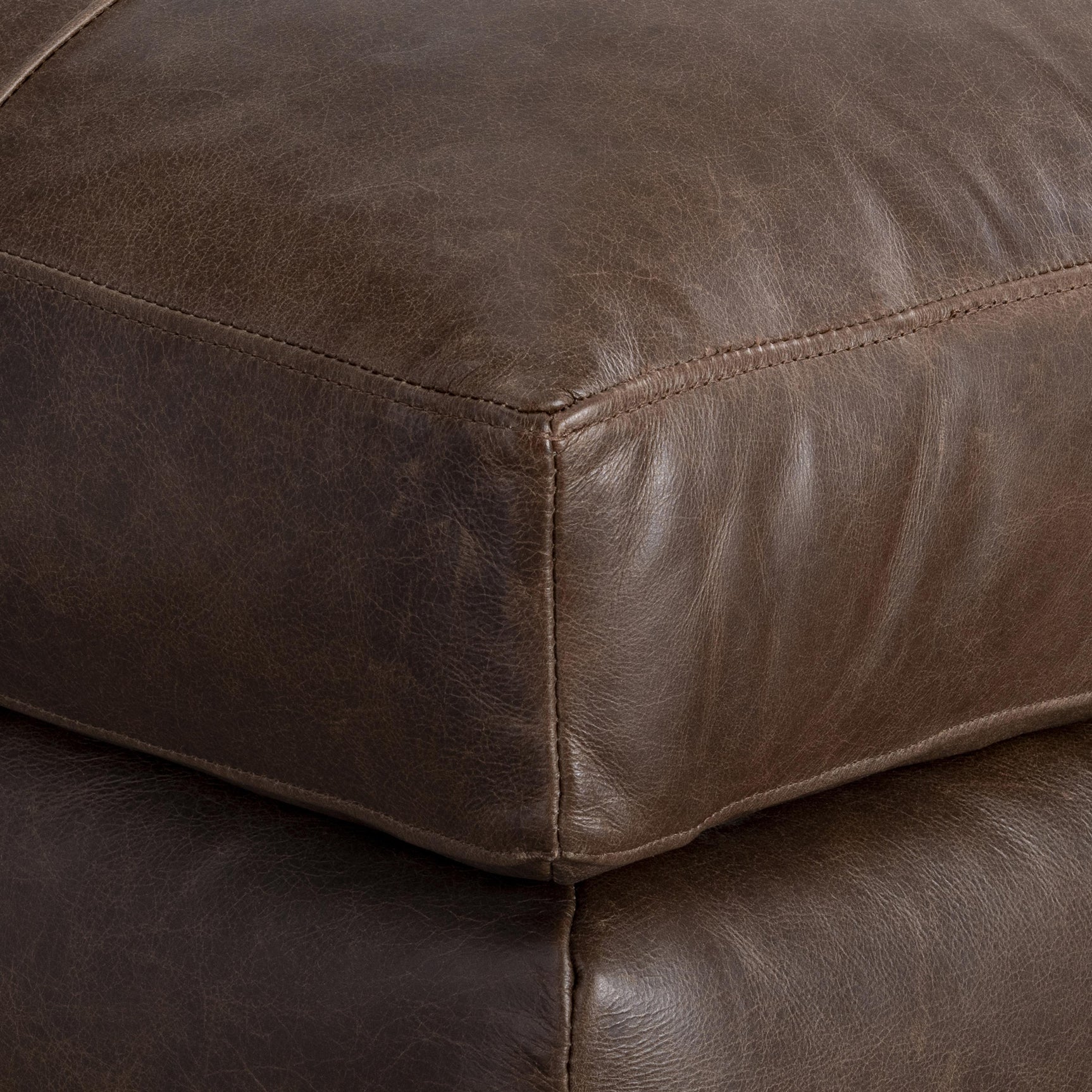 Nest Brown Leather Ottoman - Ornate Home