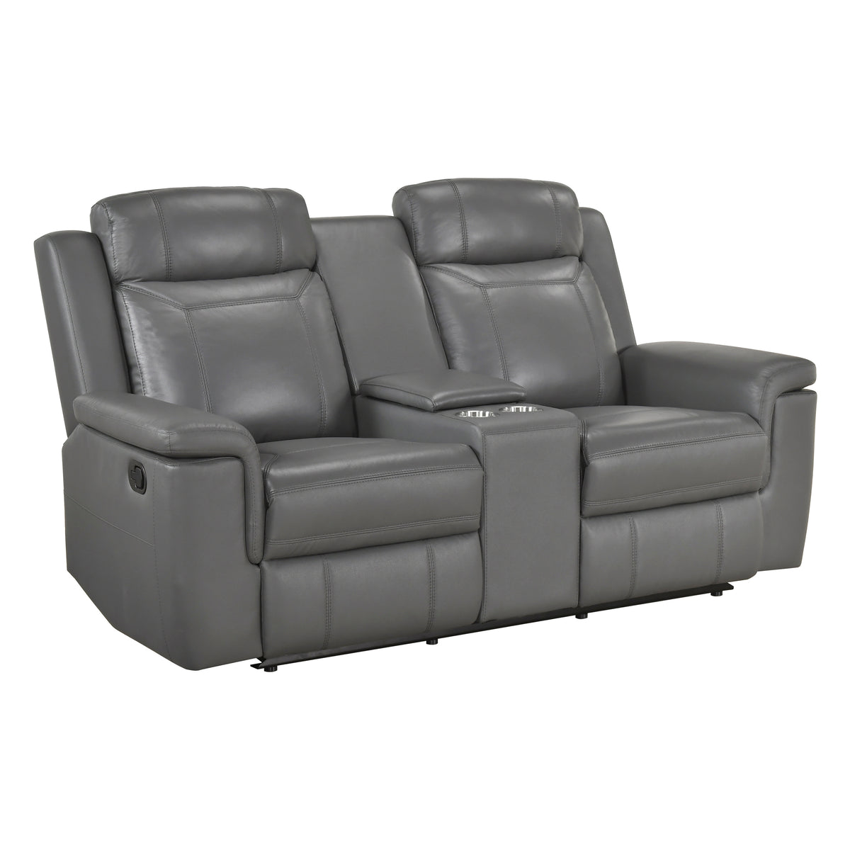 Nest Gray Double Reclining Loveseat With Center Console And Receptacles - Ornate Home