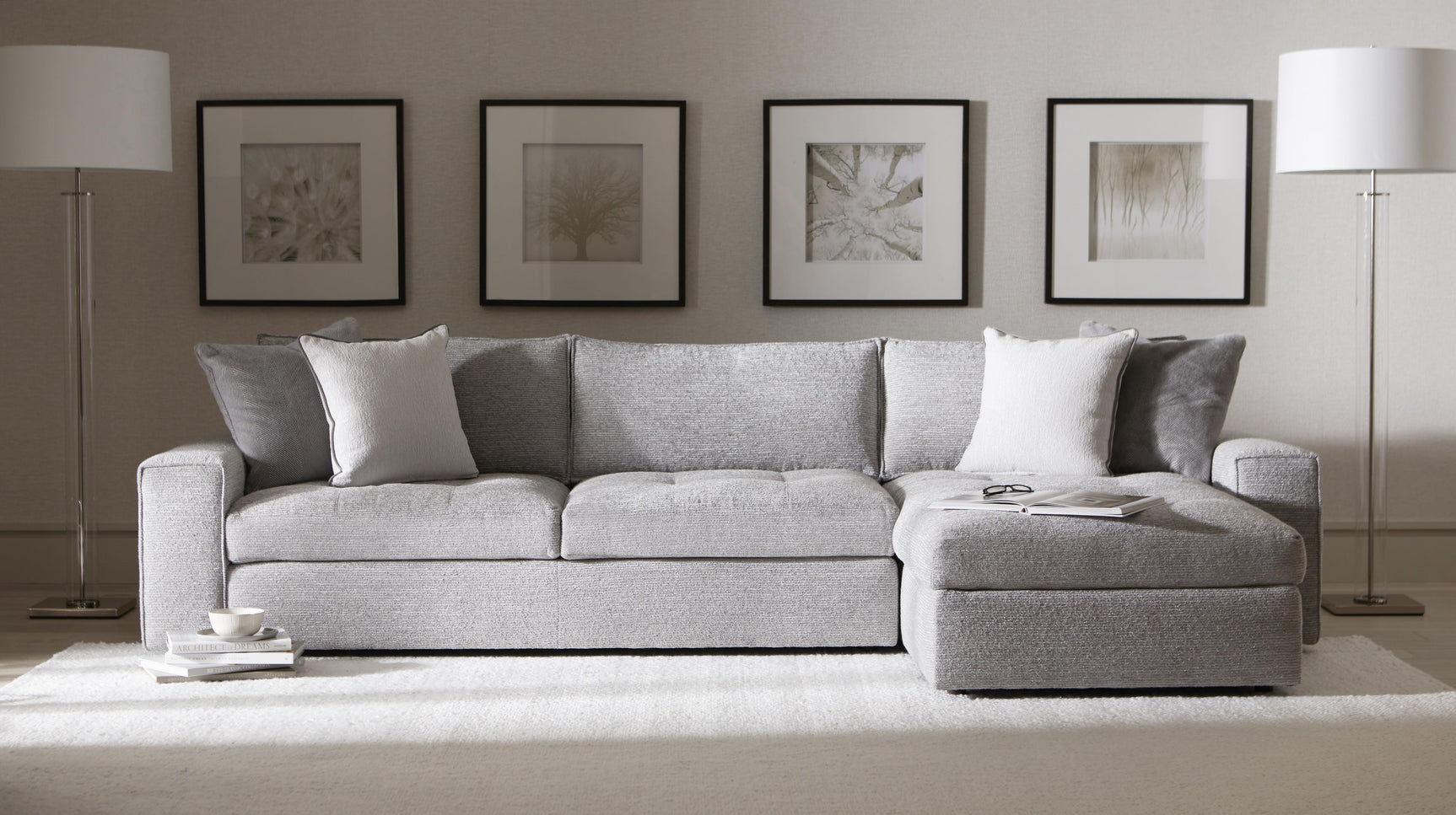 Nest Grey Fabric RAF Sectional - Ornate Home
