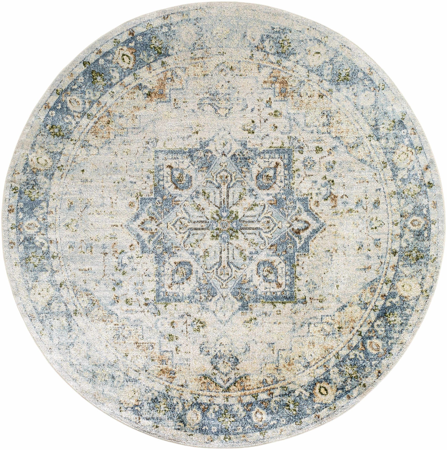 Neta Orange & Light Blue Washable Area Rug - Clearance - Ornate Home