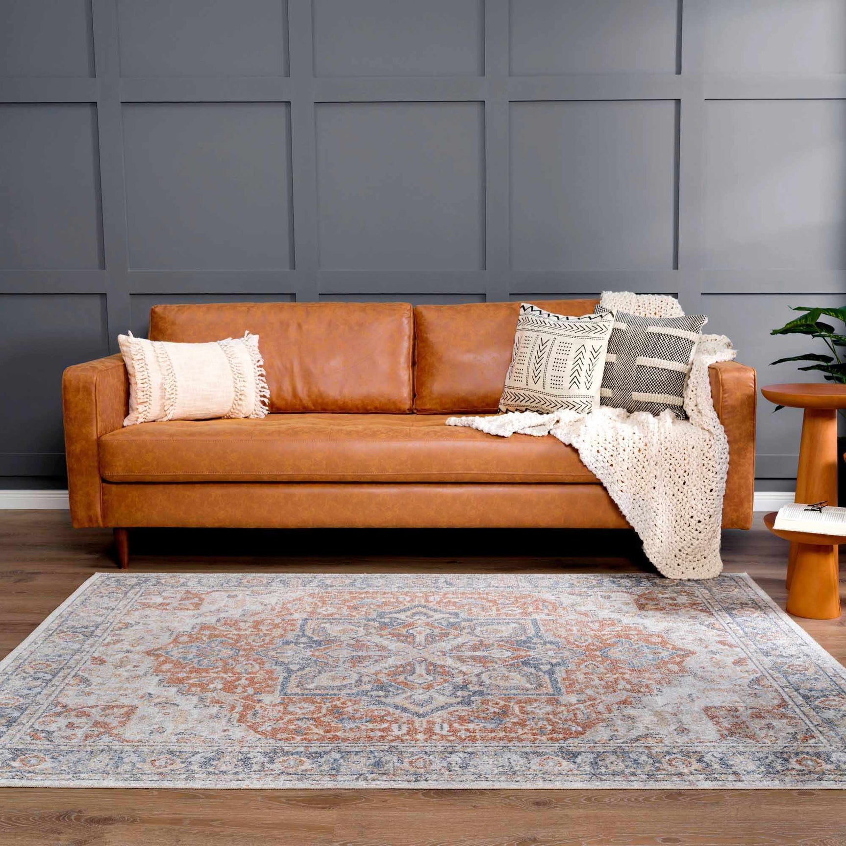Neta Red & Blue Flat Pile Washable Rug - Clearance - Ornate Home