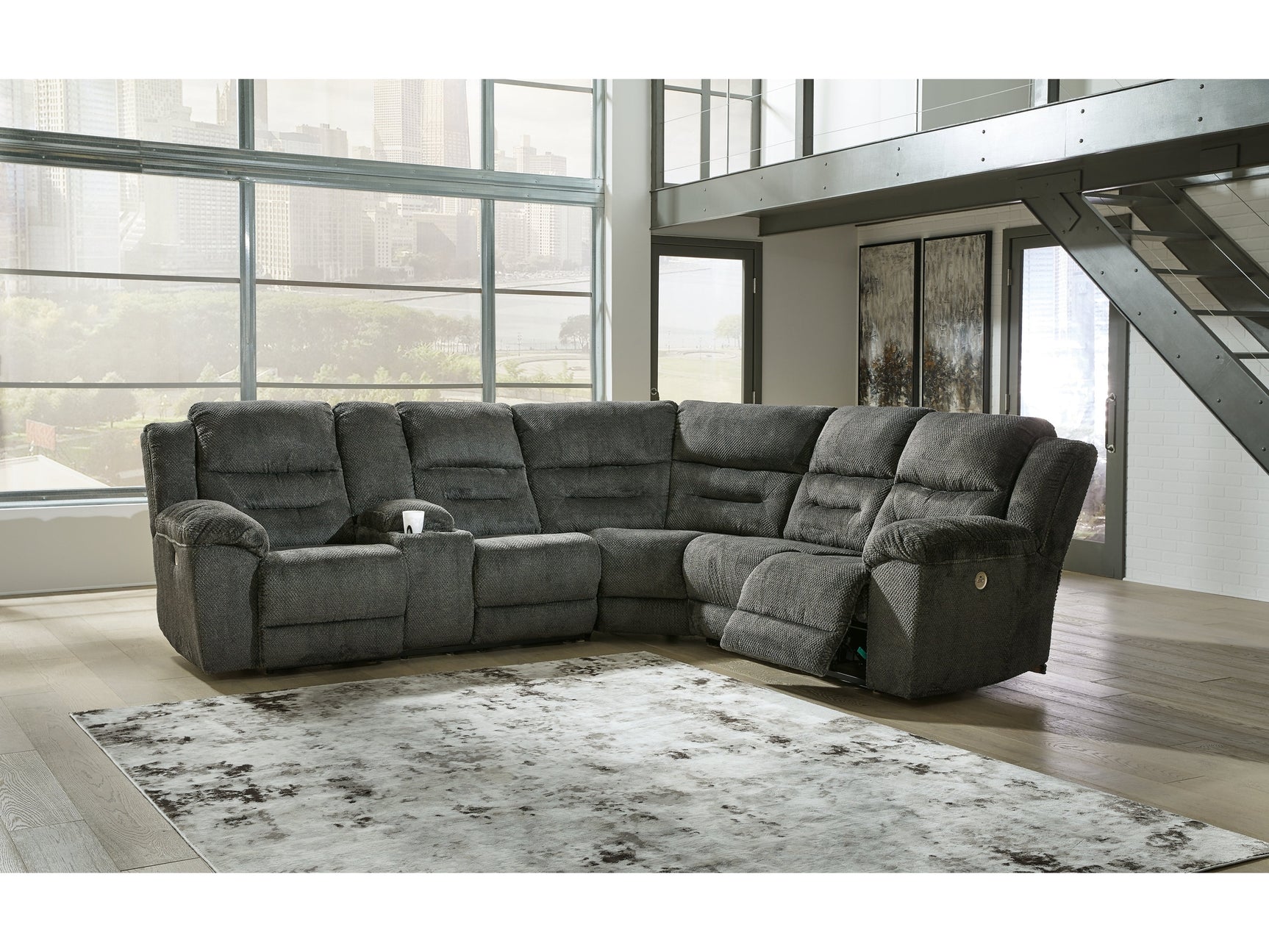 Nettington Smoke 3-Piece Power Reclining Sectional - Ornate Home