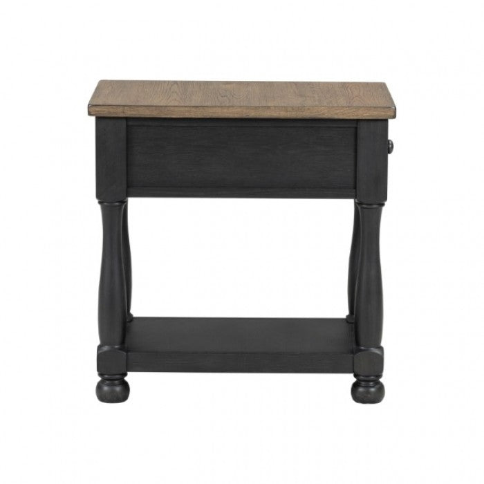 Neue Mills Weathered Black/Brown Chairside Table - Ornate Home