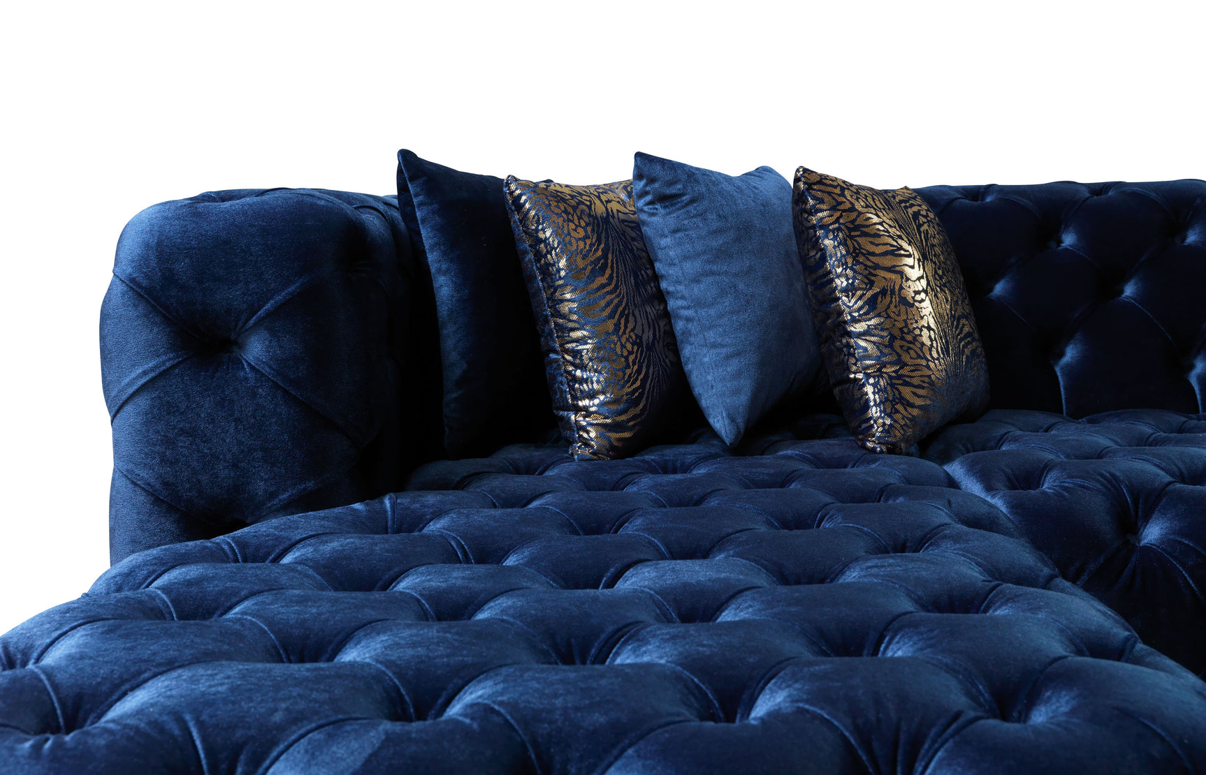 Neva Blue Velvet Double Chaise Sectional - Ornate Home